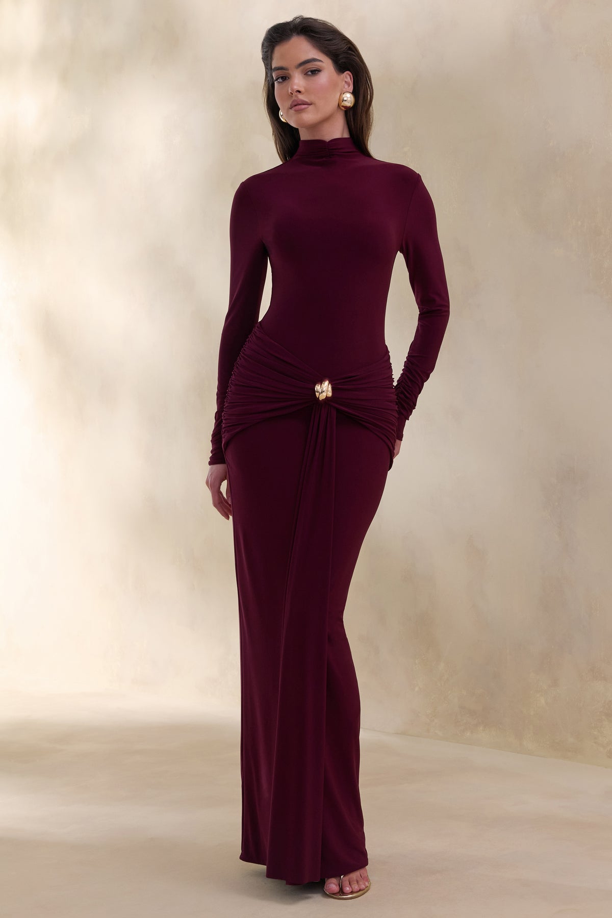 ECM_HR_CL137678090 - Ambrette | Dark Plum High-Neck Maxi Dress With Gathered-Detailing 3.jpg