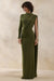 ECM_HR_CL137695031 - Oliria | Olive High-Neck Maxi Dress With One-Long Sleeve And Sash-Detail 0.jpg