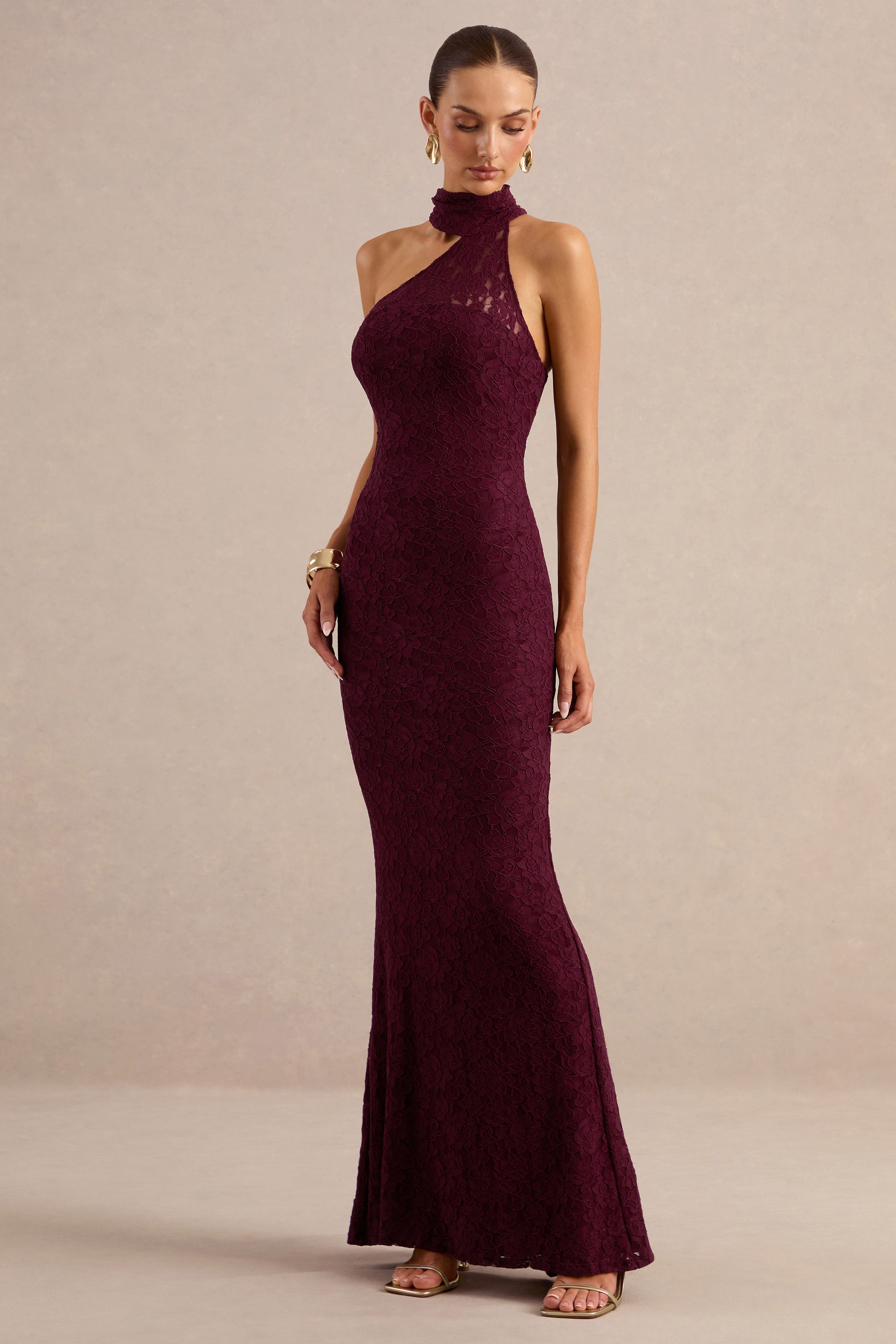 ECM_HR_CL137711102 - Almaria | Burgundy Lace Asymmetric-Neck Maxi Dress With Collar-Detail2.jpg