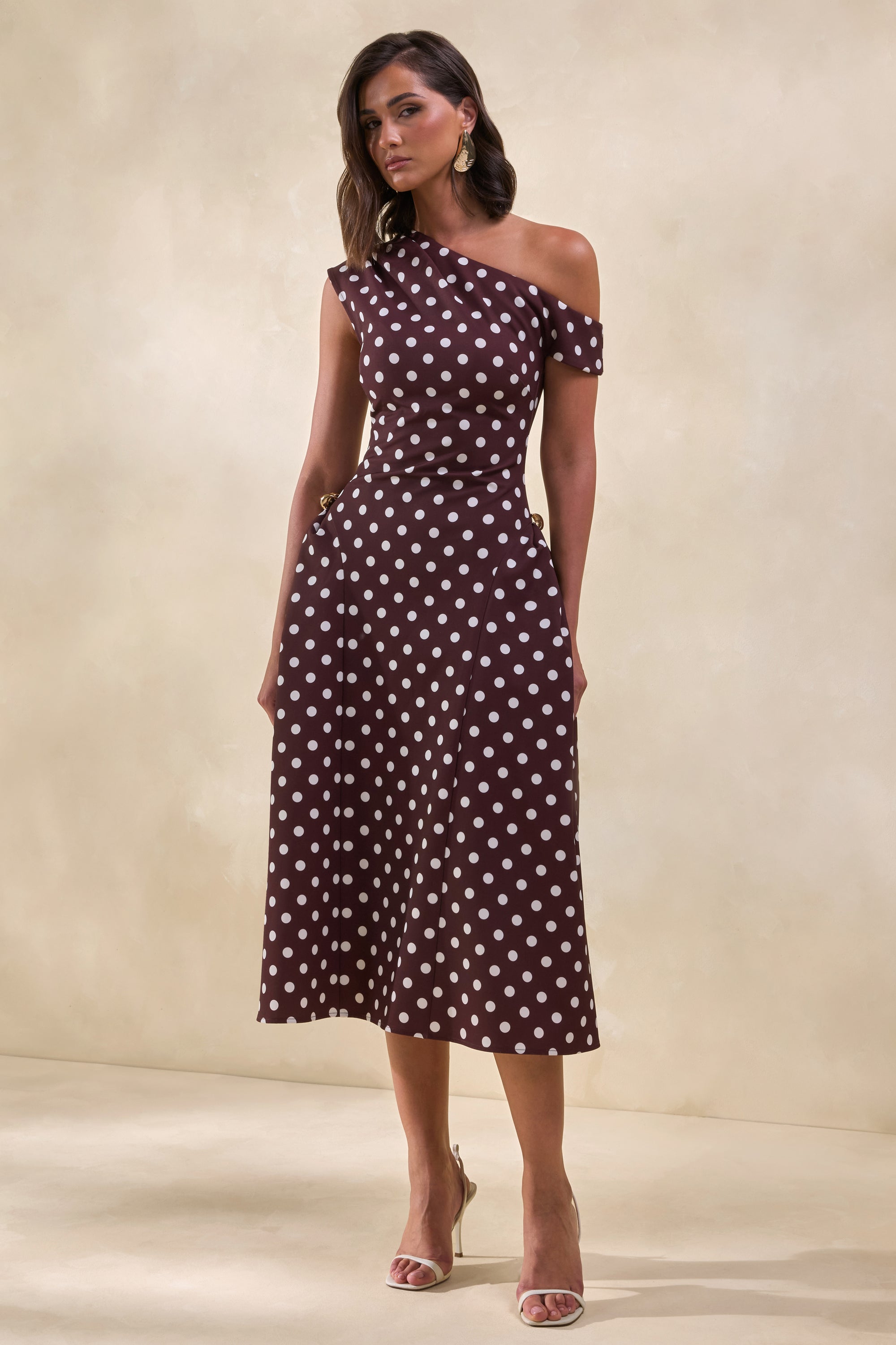 ECM_HR_CL137863021 - Celosia _ Brown Polka-Dot Asymmetric-Neck Midi Dress With Gold-Detailing0.jpg