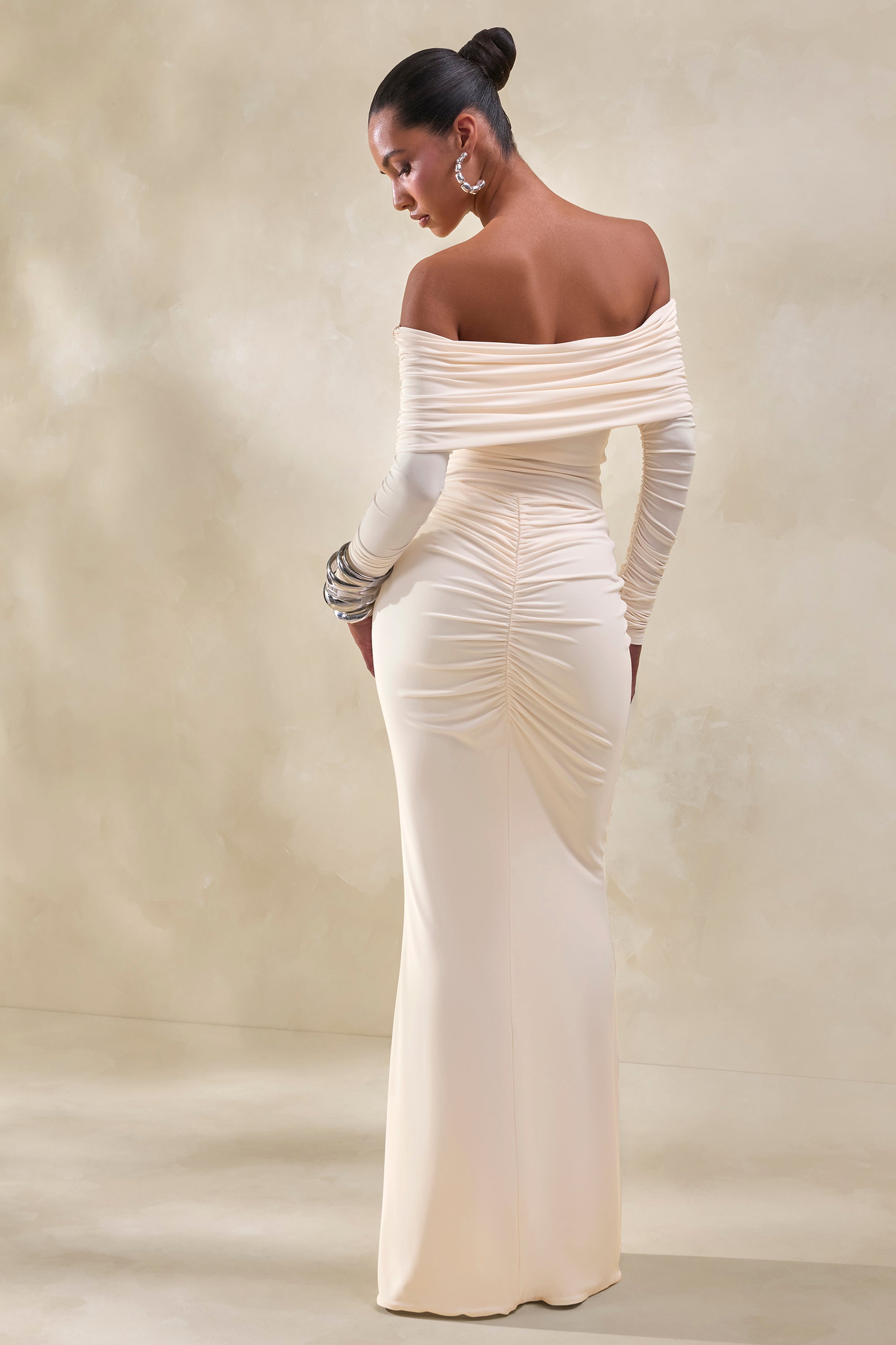 CL137952111 - Micaela _ Cream Ruched Maxi Skirt + CL137948111 - Drina _ Cream Bardot Neck Bodysuit With Ruched Long Sleeves8.jpg