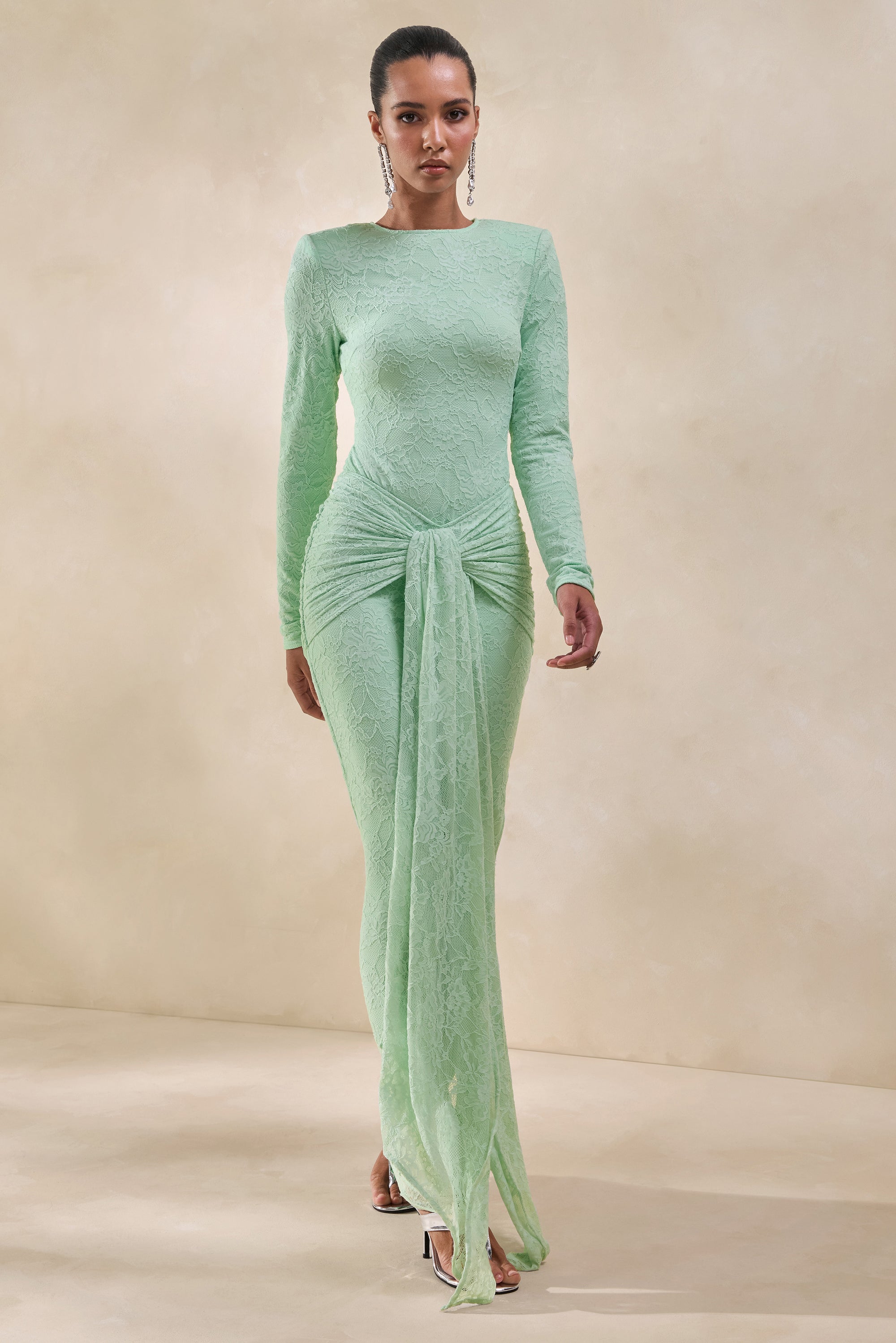 ECM_HR_CL137967032 - Neriva _ Mint Lace Maxi Skirt With Gathered Detailing And Sash 2.jpg