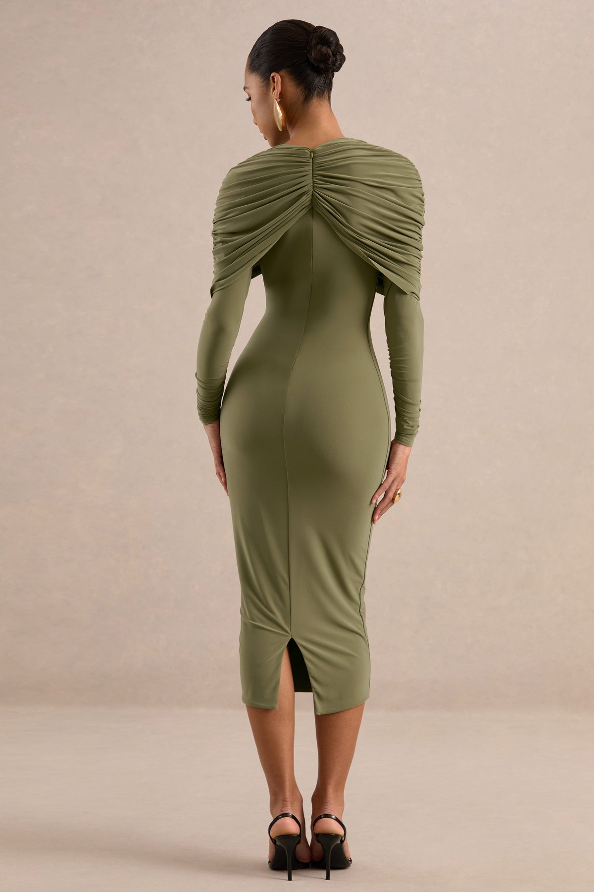ECM_HR_CL138026031 - Delaria Olive High-Neck Midi Dress With Twist-Knot Detail5.jpg
