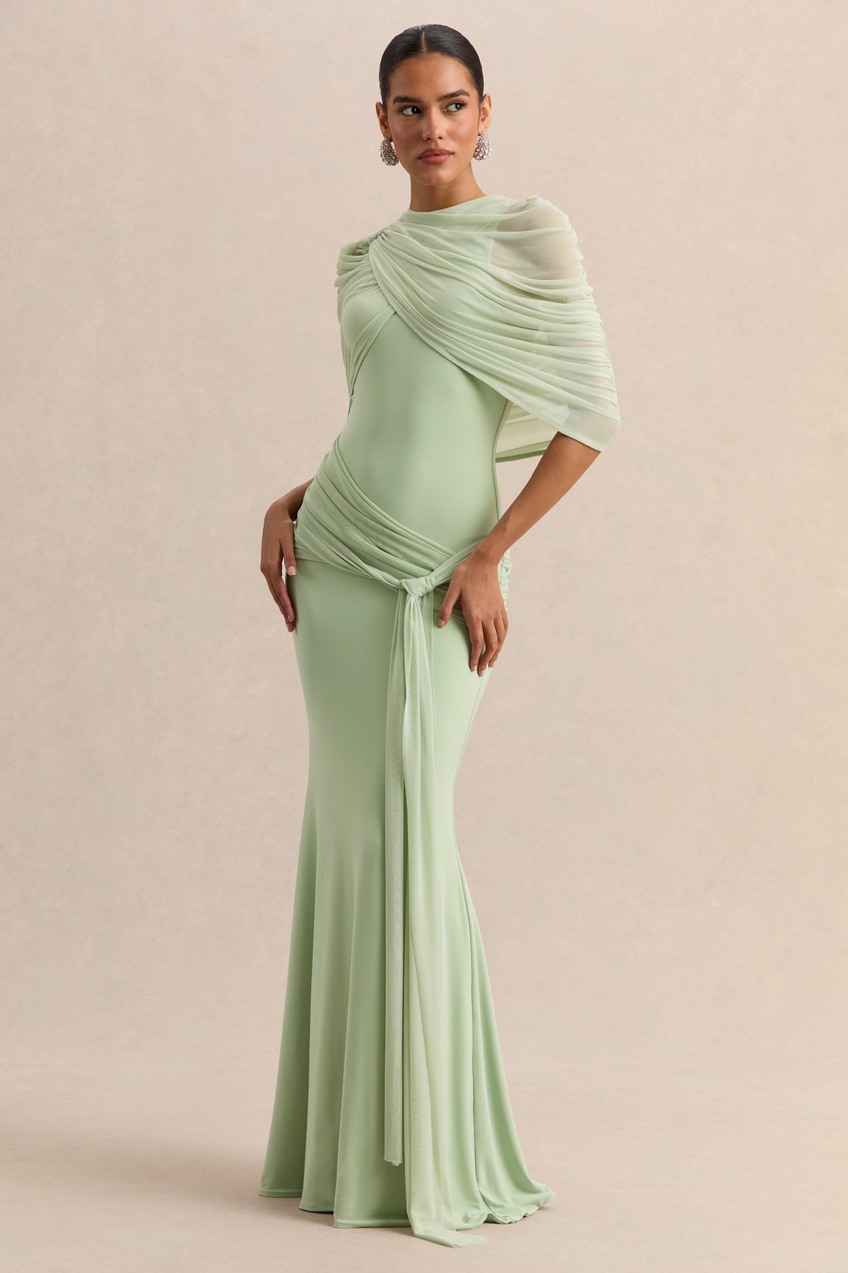 ECMH-HR-CL138068032 - Mirene - Mint Round-Neck Maxi-Dress With Gathered-Detailing And Sash 02.jpg