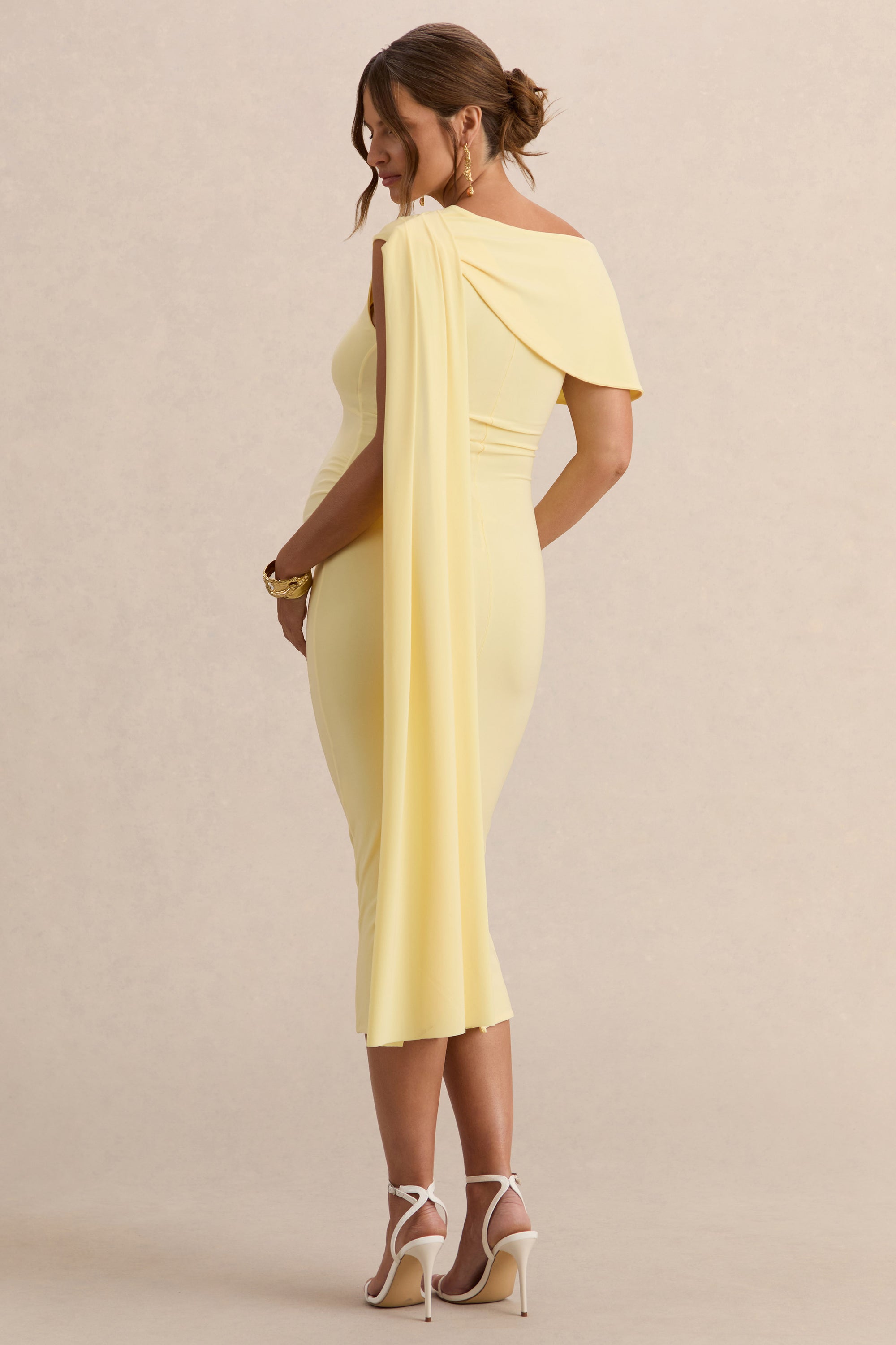 ECM_HR_CL138106121  - Braelyn Lemon Asymmetric-Neck Maternity Midi Dress With Gathered Detailing And Sash 4.jpg