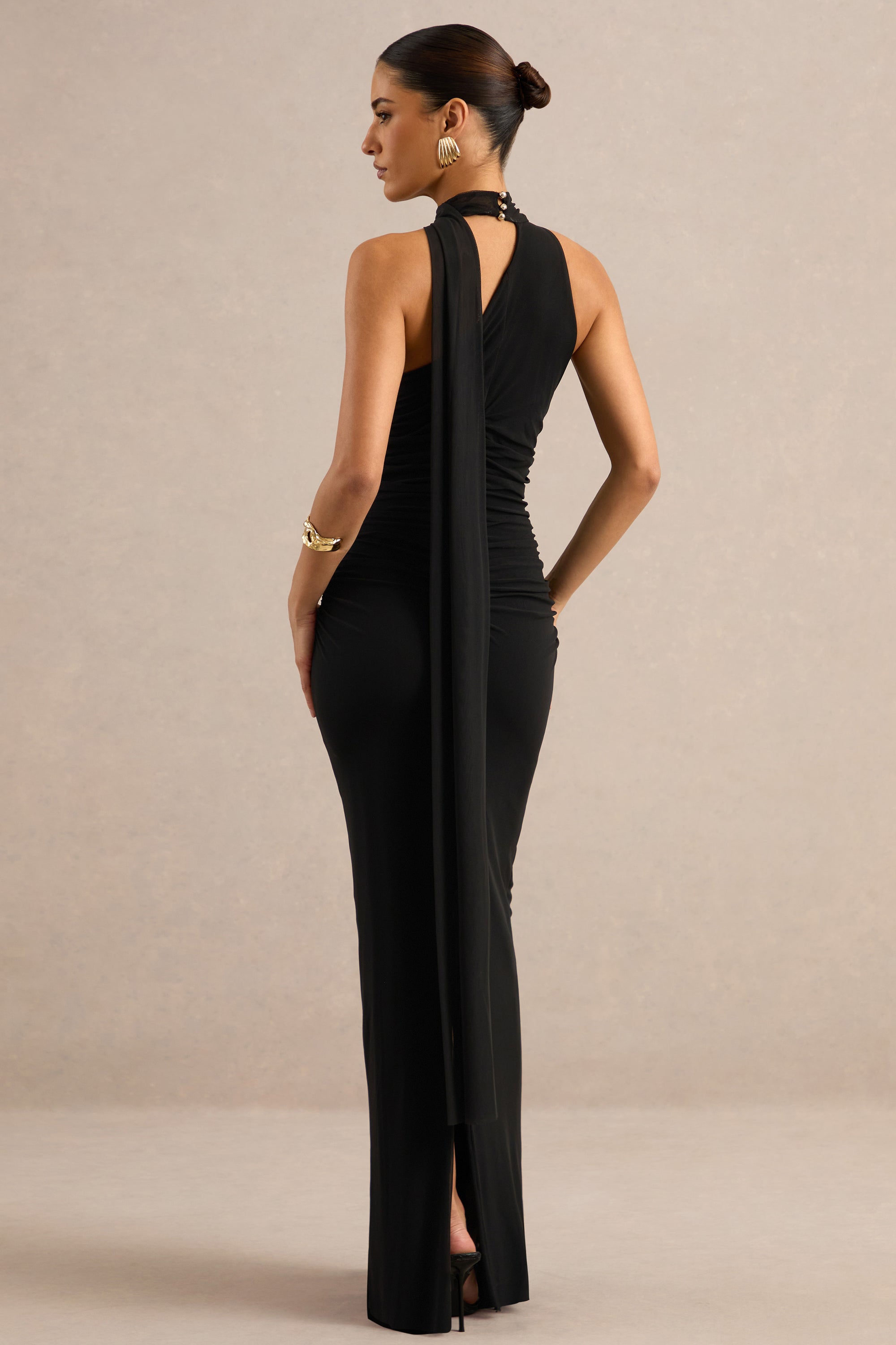 ECM_HR_CL138121001 - Gelsey _ Black Asymmetric-Neck Maxi Dress With Scarf Detail 5.jpg