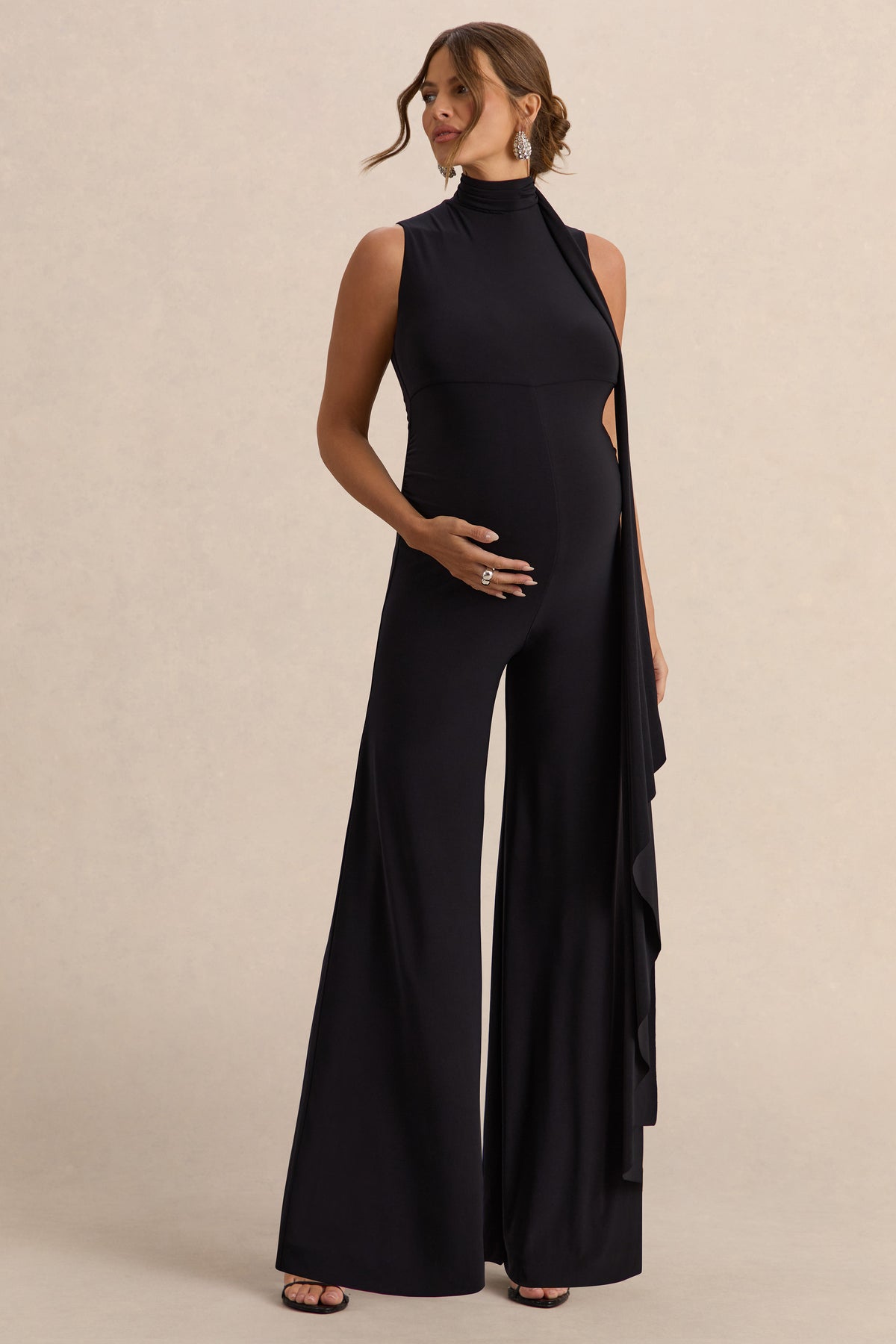 ECM_HR_CL138192001  - Renza-Black High-Neck Maternity Jumpsuit With Scarf Detail 1.jpg