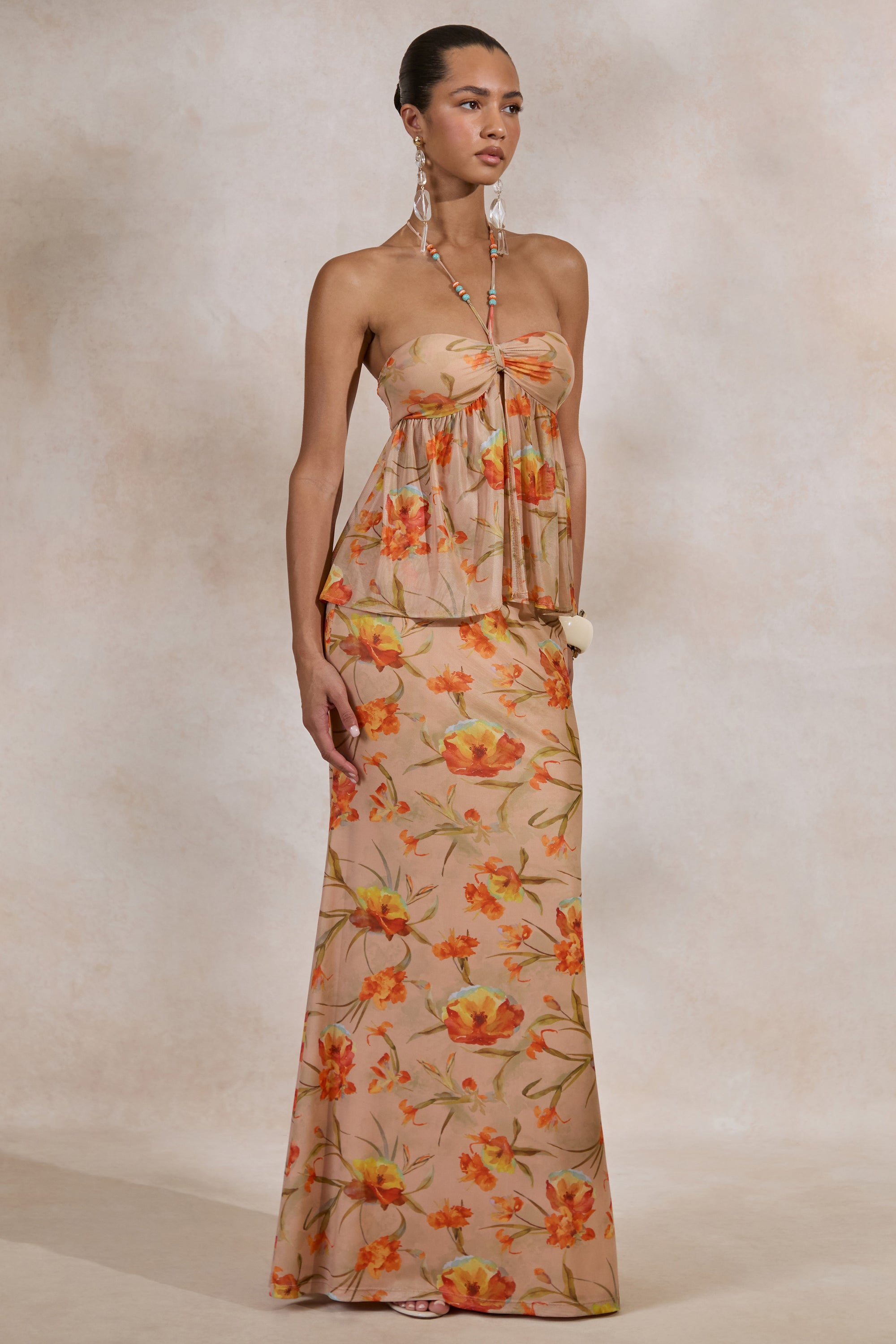 CL138222070 - Flaviah _ Orange Floral Print Mesh Maxi Skirt 1.jpg