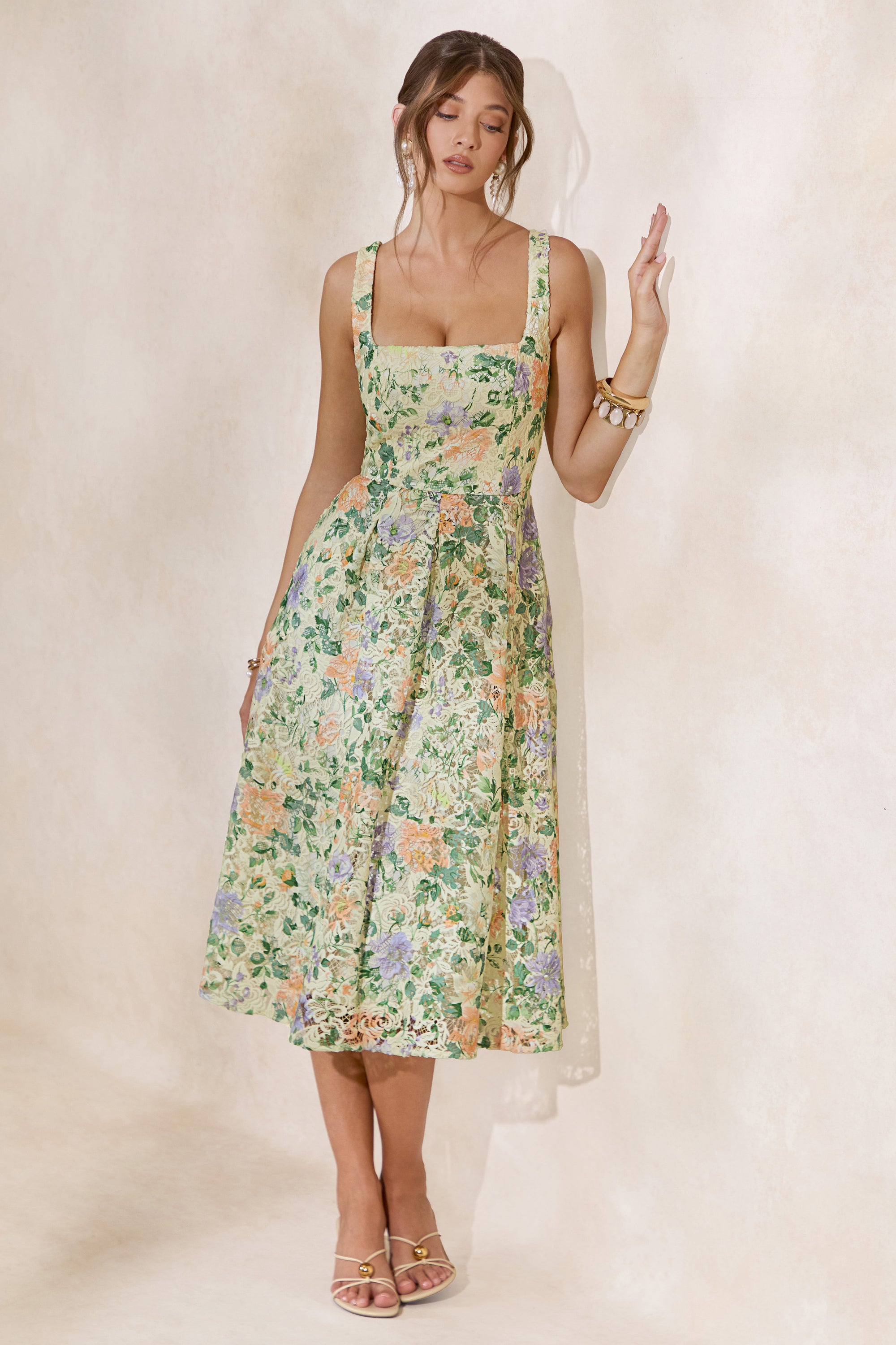 CL138257121 - Lorielle _ Lemon Floral Print Lace Square-Neck Midi Dress0.jpg