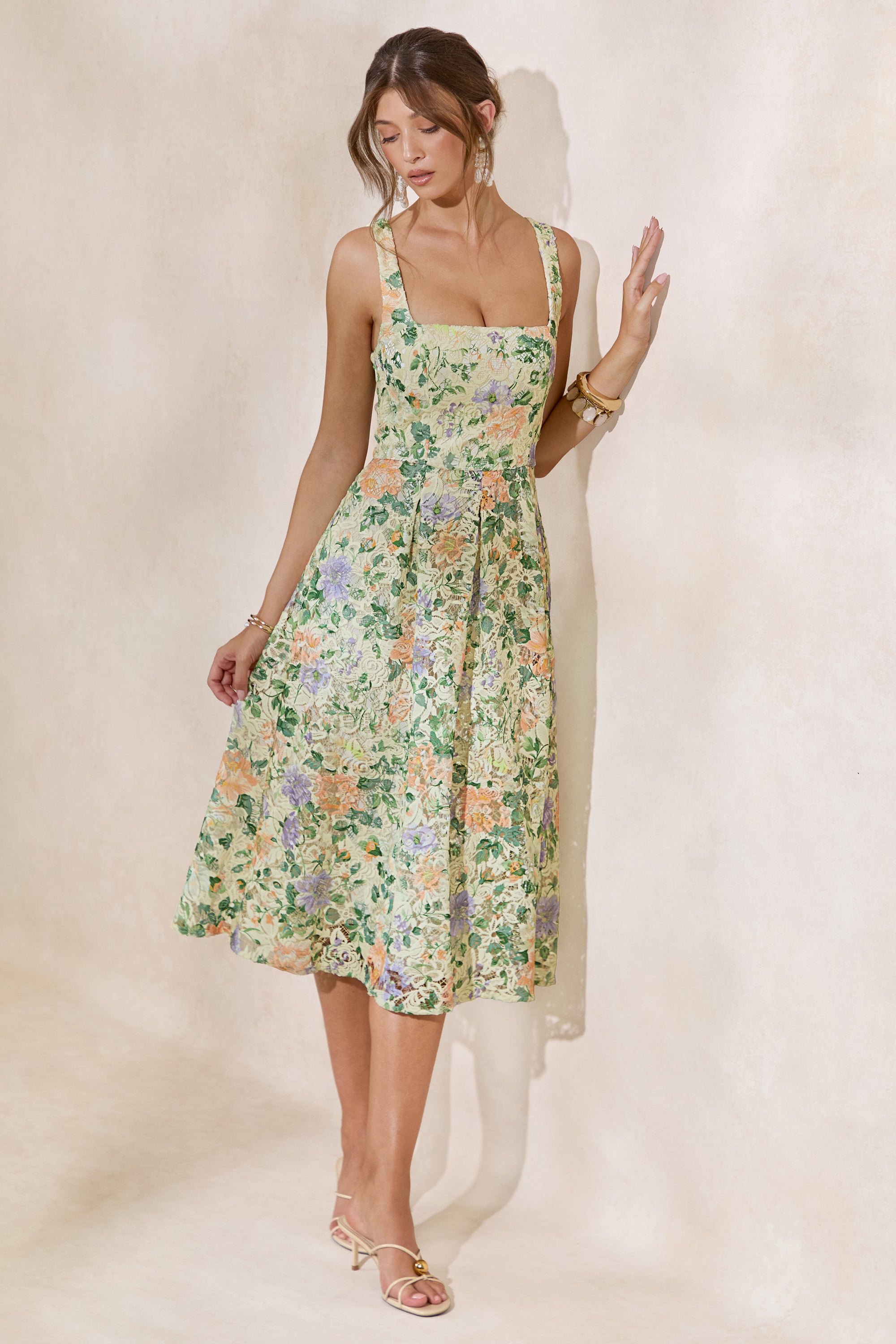 CL138257121 - Lorielle _ Lemon Floral Print Lace Square-Neck Midi Dress1.jpg