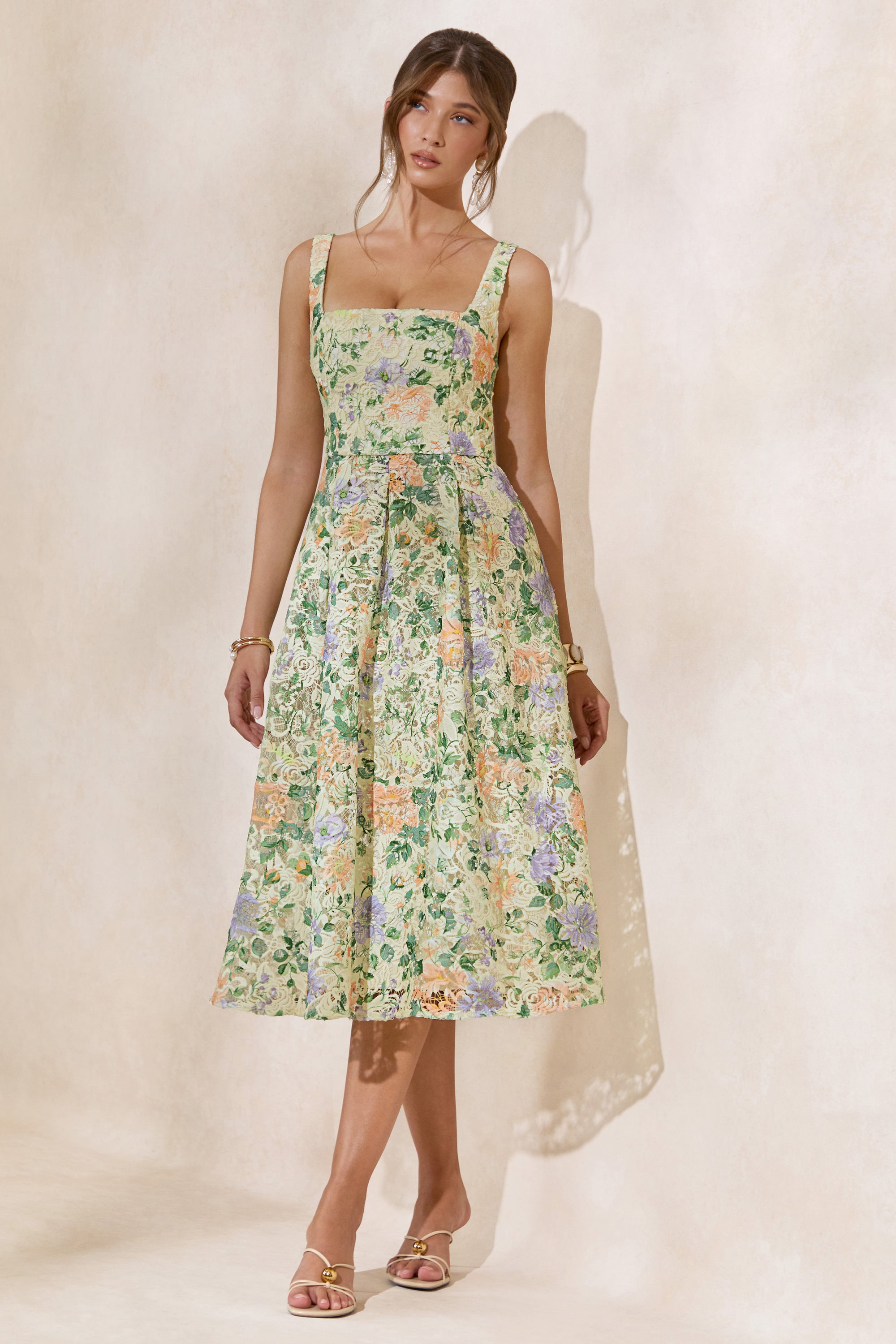 CL138257121 - Lorielle _ Lemon Floral Print Lace Square-Neck Midi Dress2.jpg