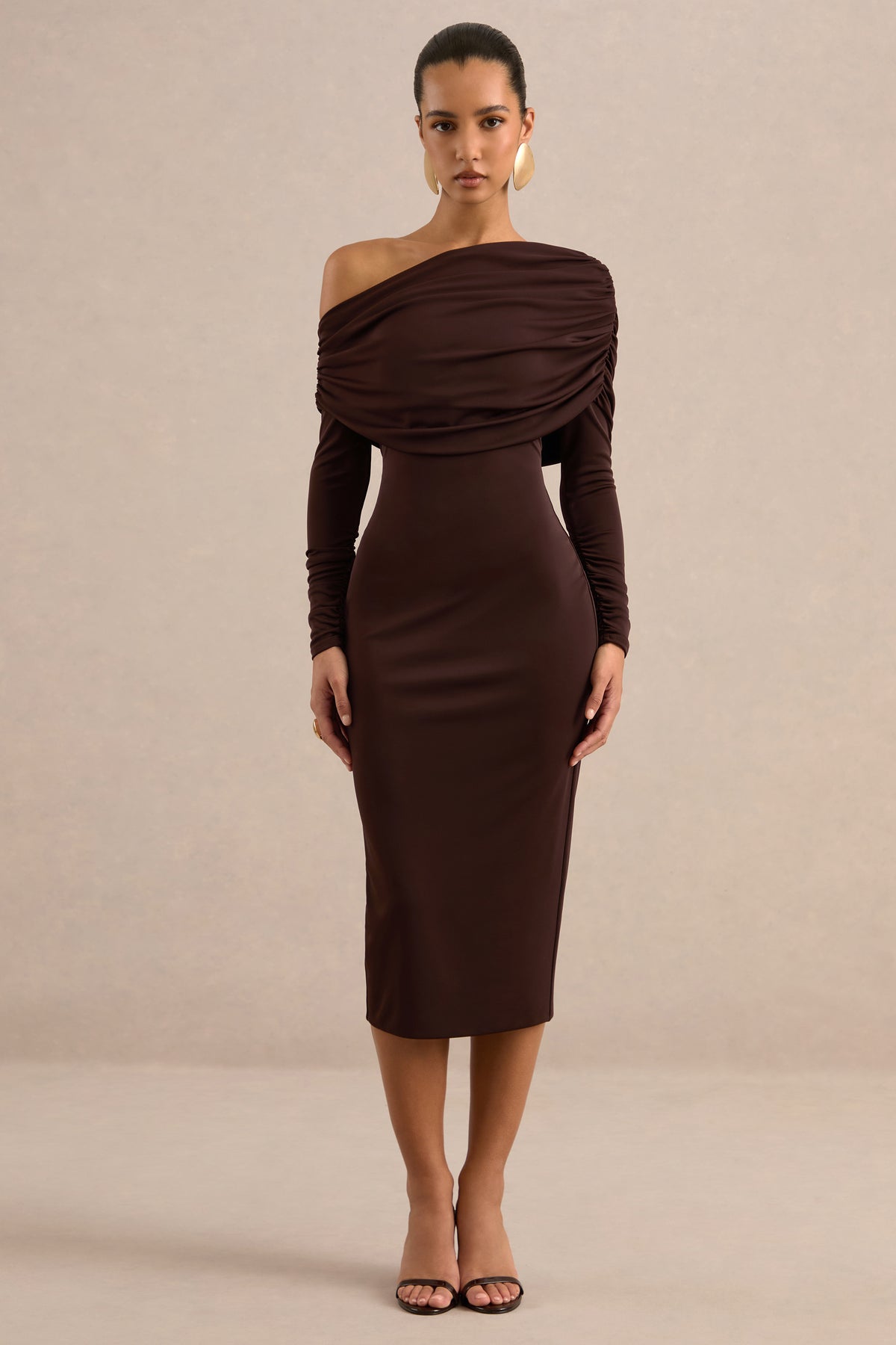 ECM_HR_CL138269022_Evera Dark Brown Asymmetric-Neck Midi Dress With Draped Detailing 18.jpg