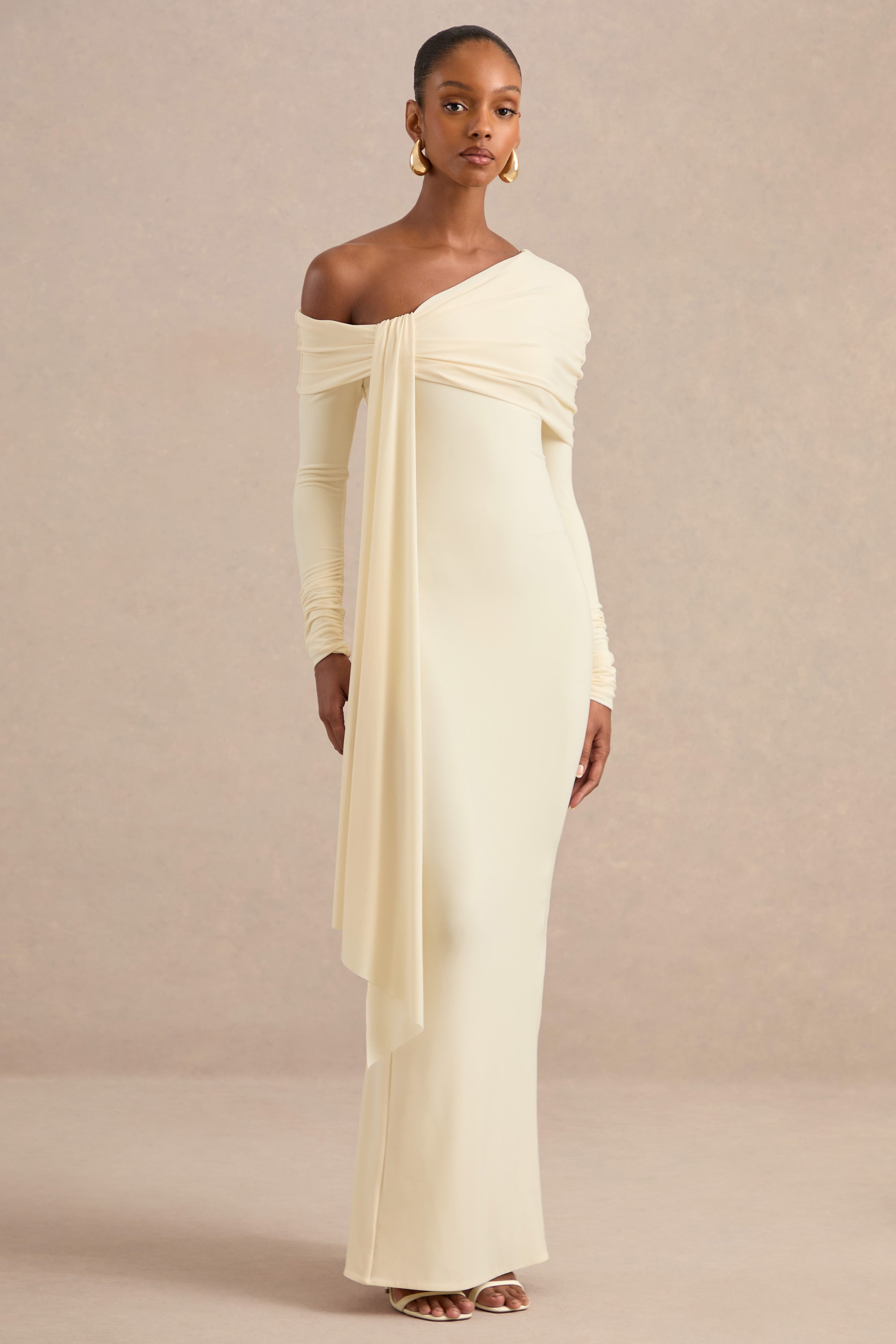 ECM_HR_CL138270111 - Faeryn Cream Asymmetric-Neck Maxi Dress With Gathered Detailing2.jpg