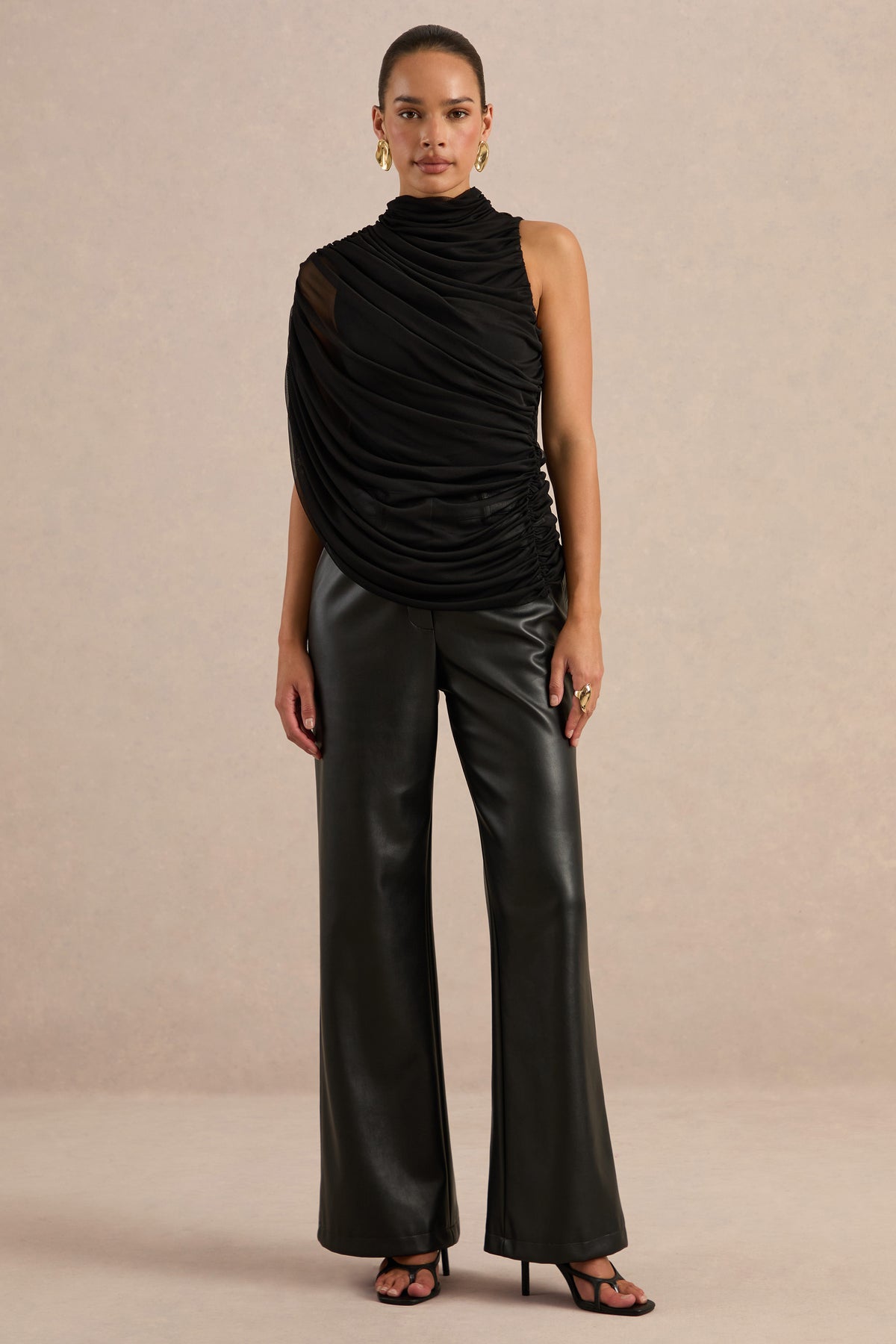 ECM_HR_CL138272001 - Galiana Black Mesh High-Neck Top With Draped Detailing6.jpg