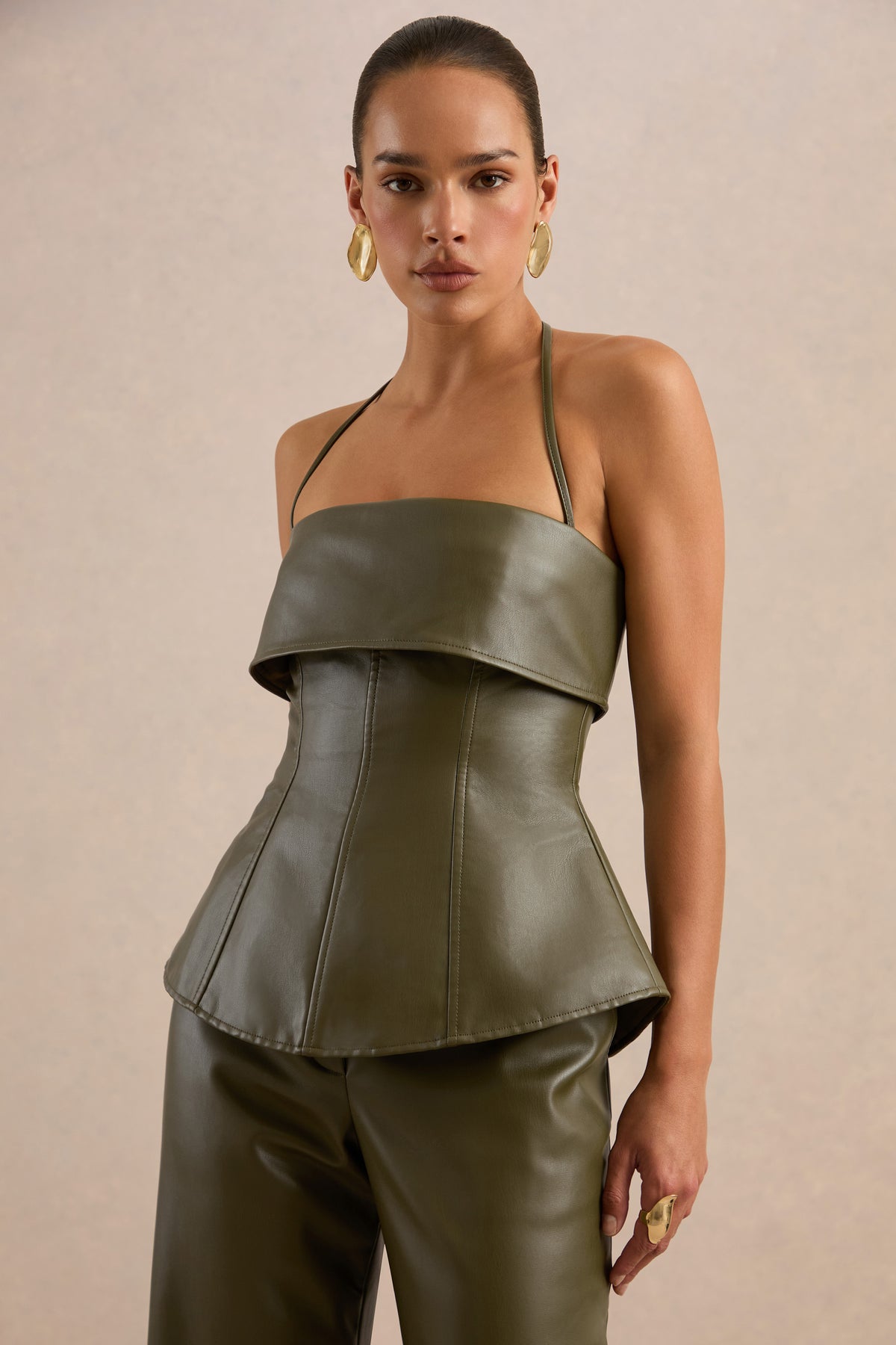 CL138273035 - Gaelina Khaki Halter-Neck Tailored Top6.jpg