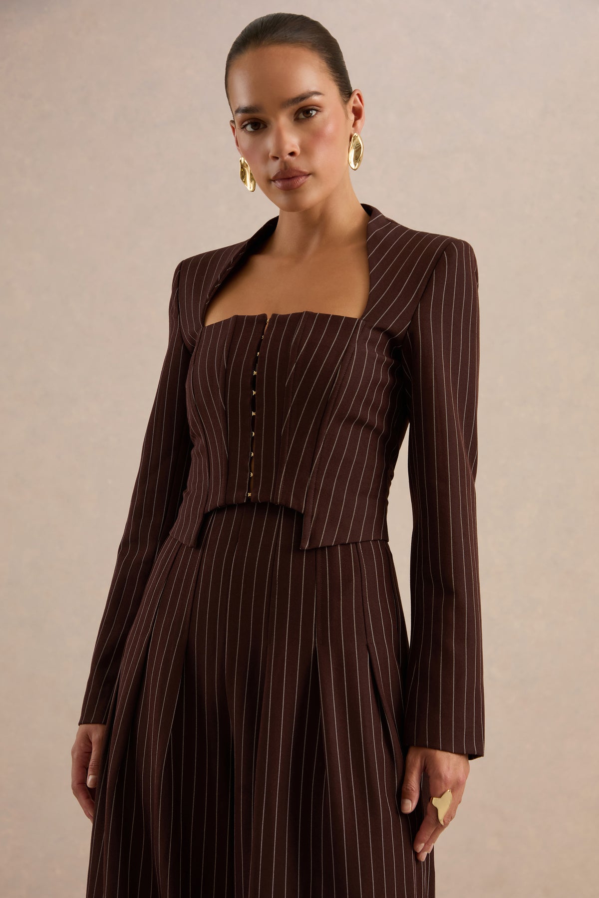 ECM_HR_CL138277021 - Genara | Brown Pinstripe Square-Neck Tailored Top1.jpg