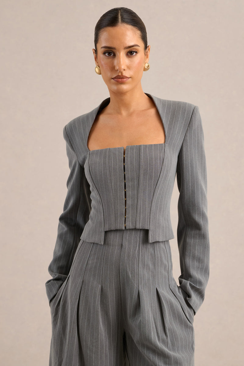 CL138277042 - Genara - Grey Pinstripe Square Neck Long Sleeve Tailored Top6.jpg