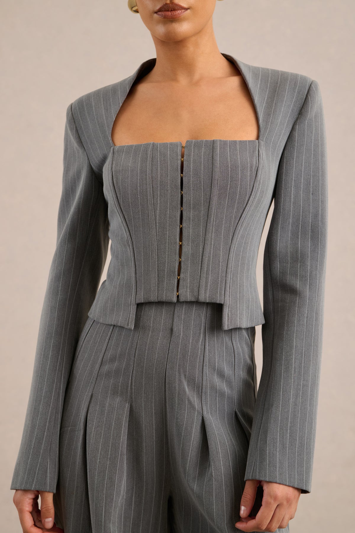 CL138277042 - Genara - Grey Pinstripe Square Neck Long Sleeve Tailored Top7.jpg