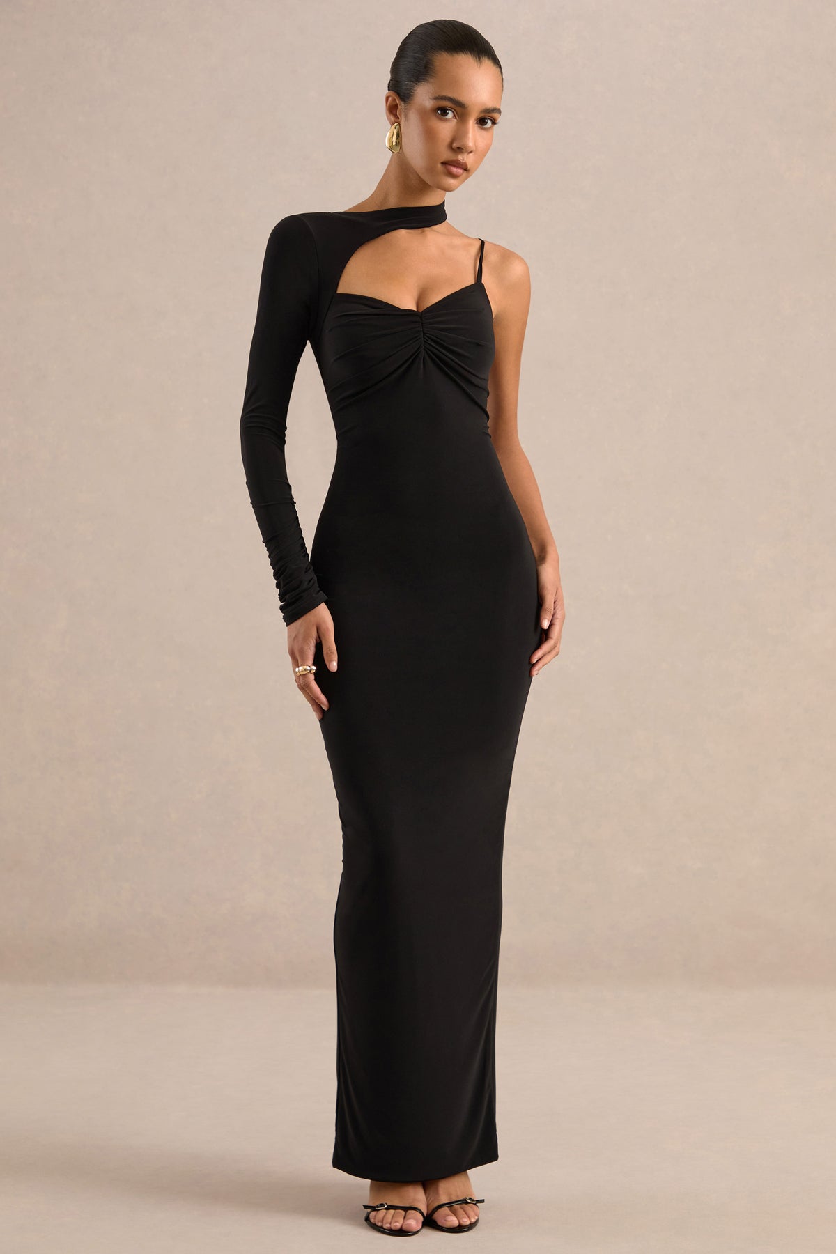 ECM_HR_CL138285001 - Inika Black Asymmetric-Neck Maxi Dress With One-Long Sleeve1.jpg