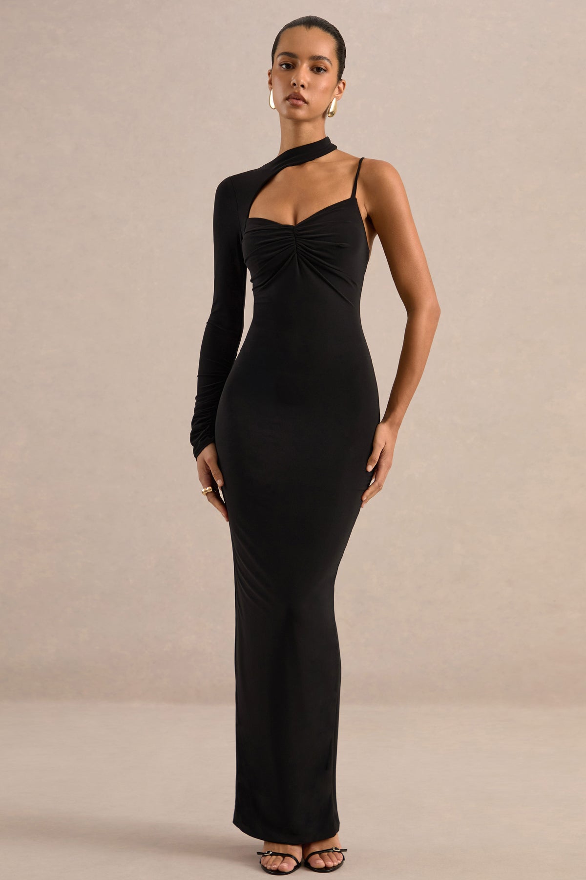 ECM_HR_CL138285001 - Inika Black Asymmetric-Neck Maxi Dress With One-Long Sleeve5.jpg