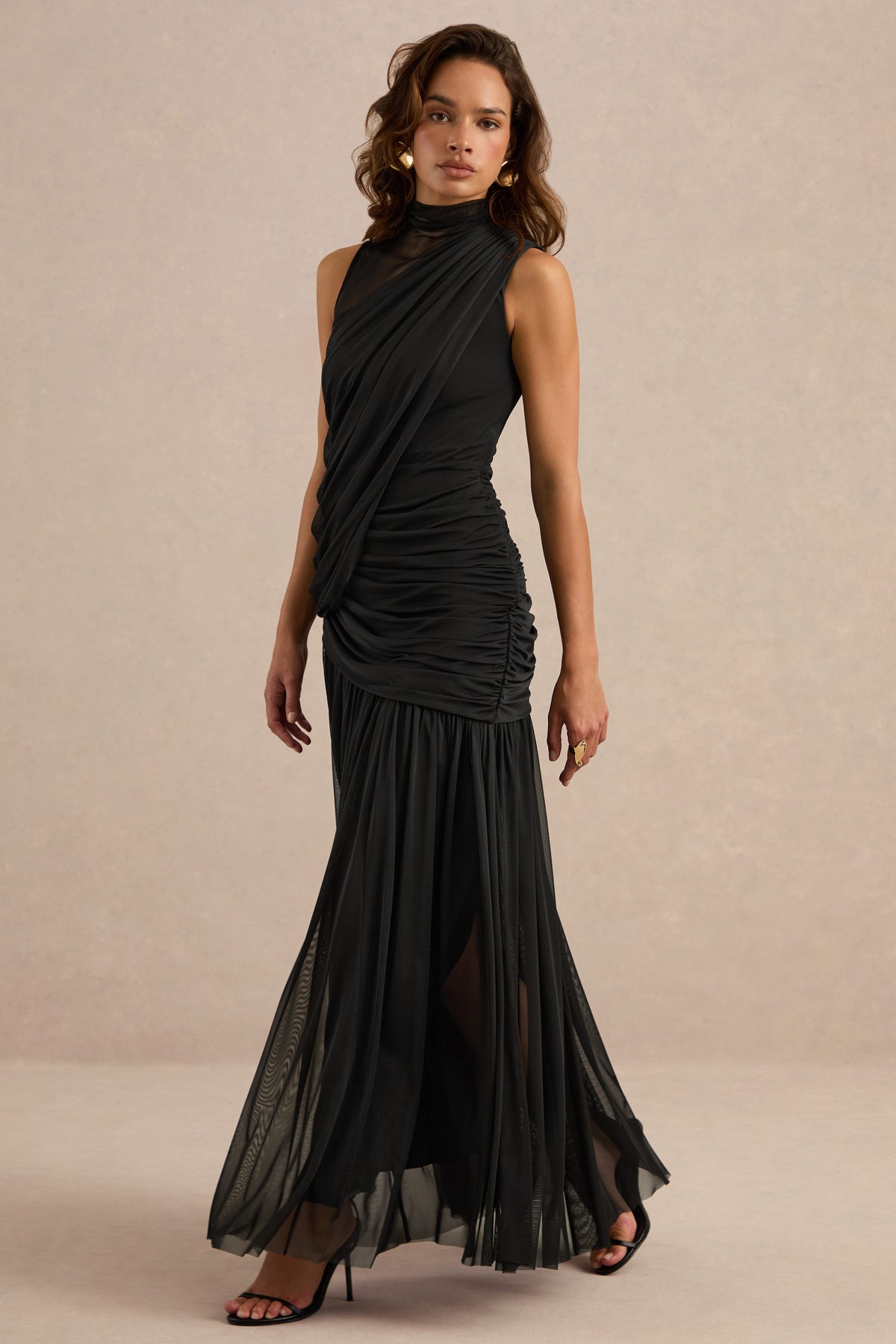 ECM_HR_CL138291001 - Karis Black Mesh High-Neck Maxi Dress With Gathered Detailing1.jpg