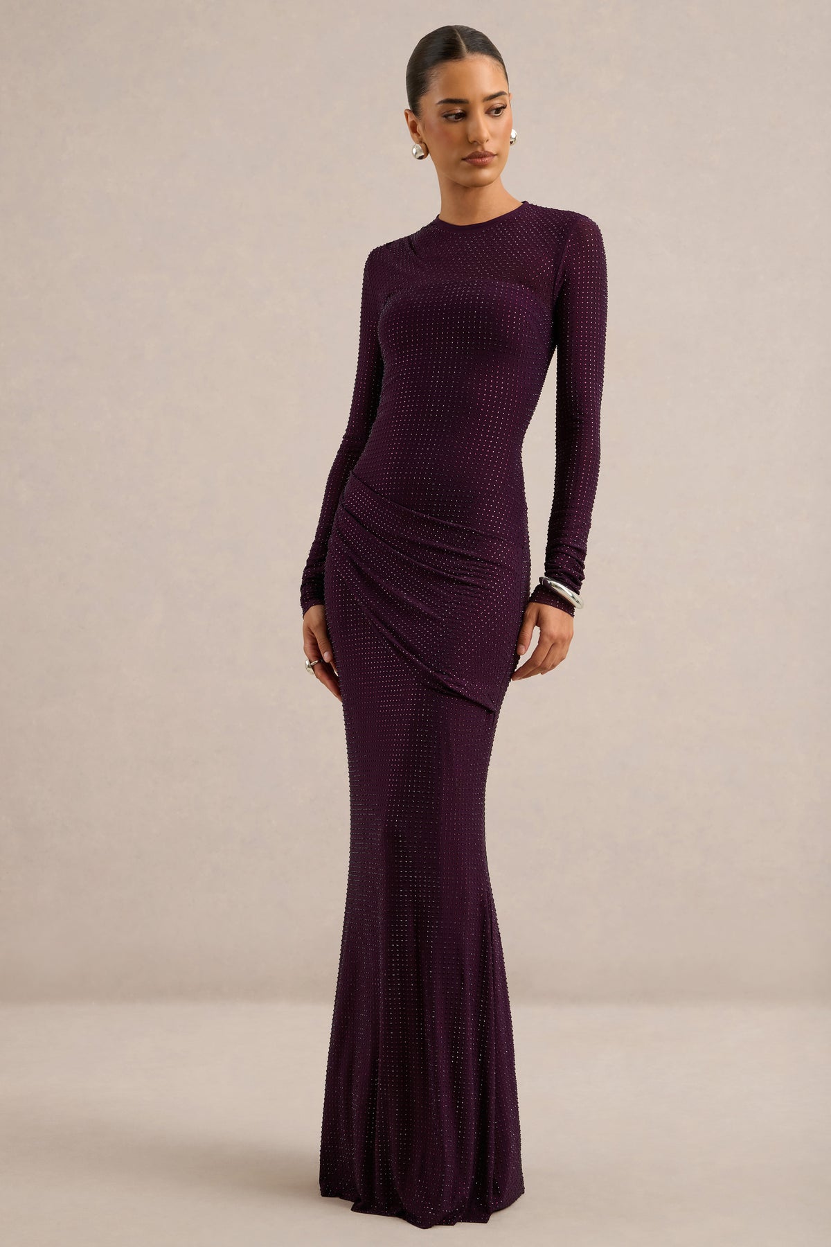 ECM_HR_CL138340092 - Alvena _ Purple Hotfix High-Neck Maxi Dress With Gathered Detailing1.jpg