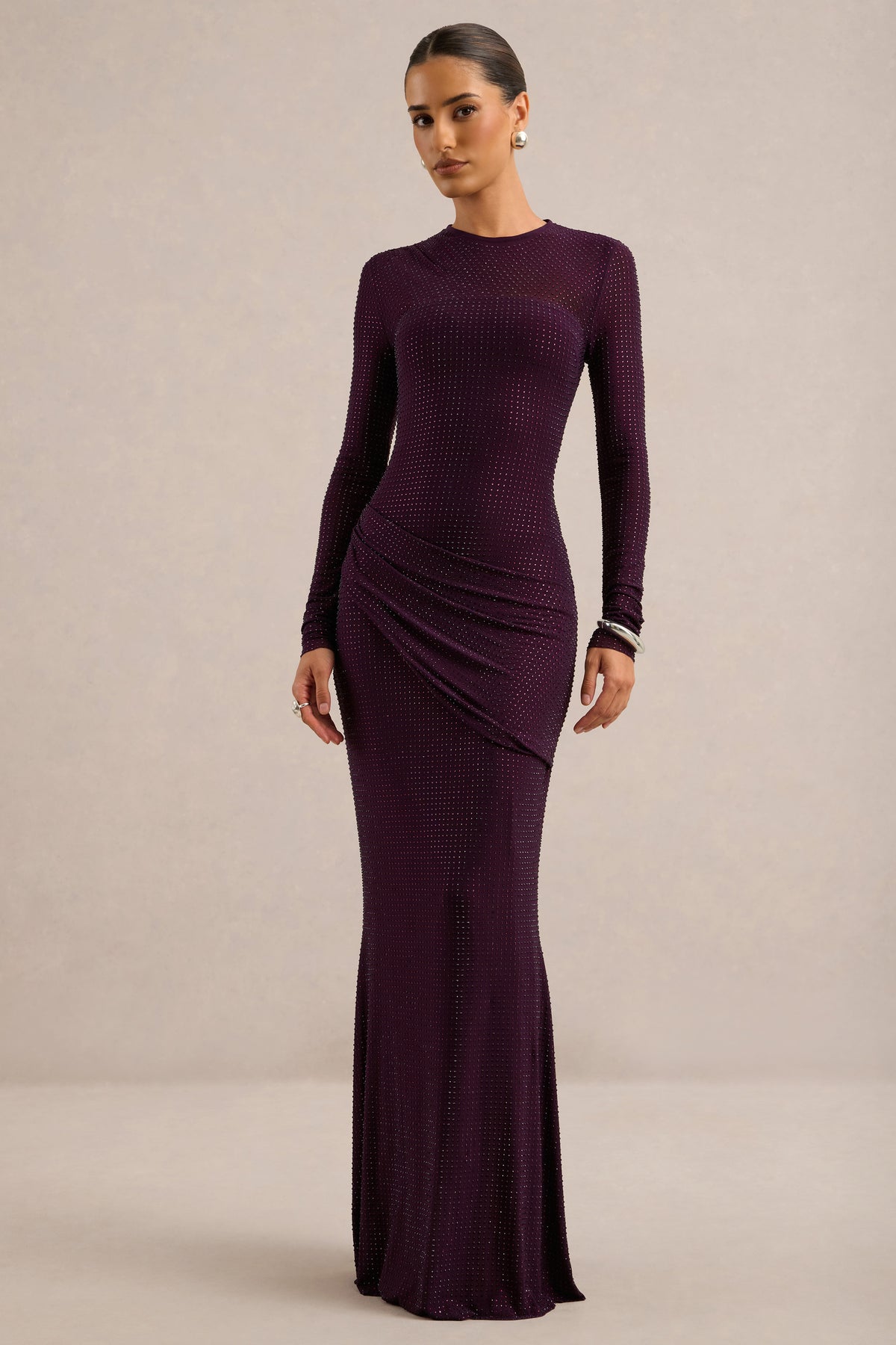 ECM_HR_CL138340092 - Alvena _ Purple Hotfix High-Neck Maxi Dress With Gathered Detailing4.jpg
