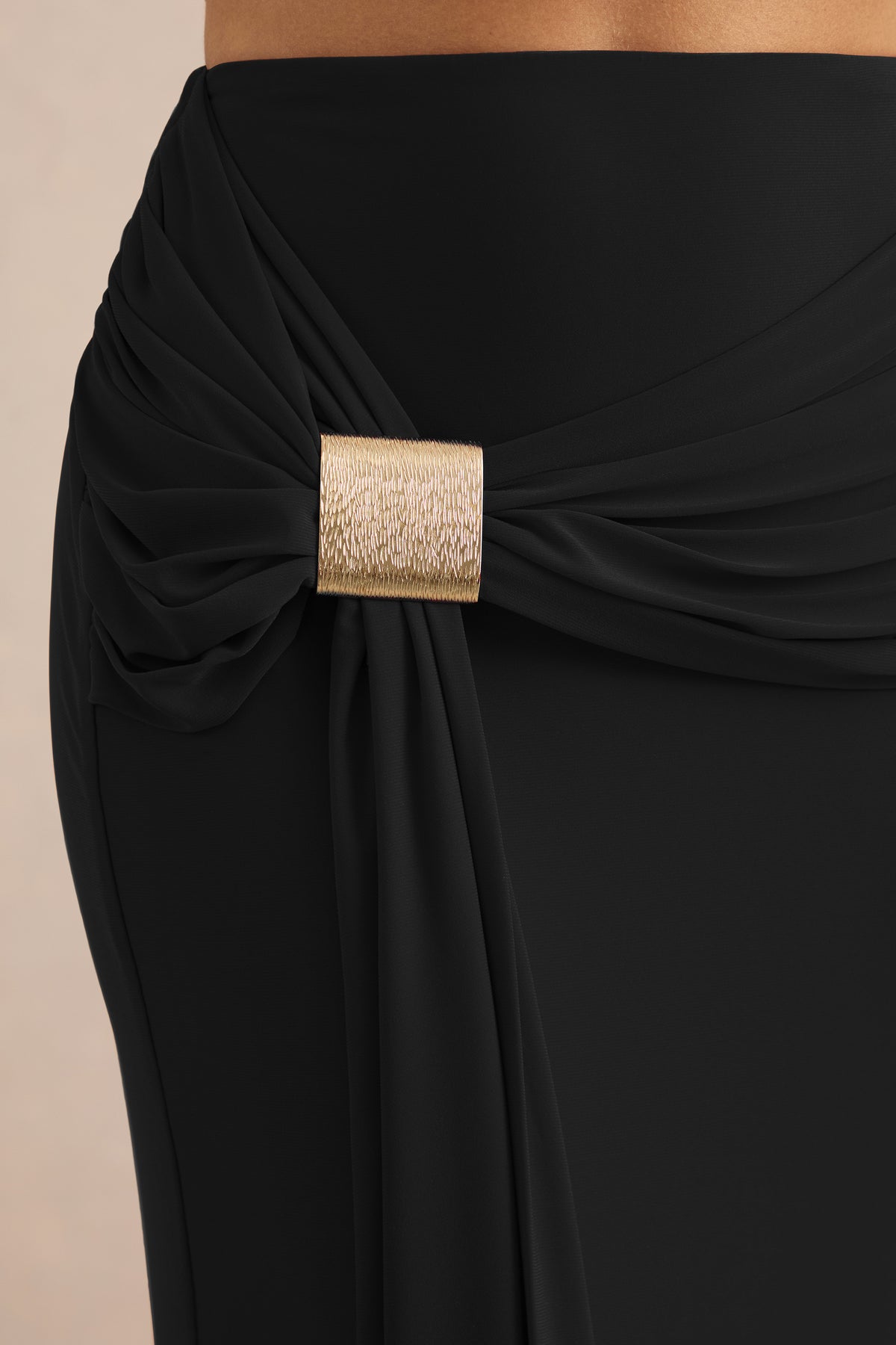 ECM_HR_CL138401001 - Lilias | Black Maxi Skirt With Draped Detailing And Gold Detail + CL138400001 - Lilias | Black Extreme Plunge-Neck Top7.jpg