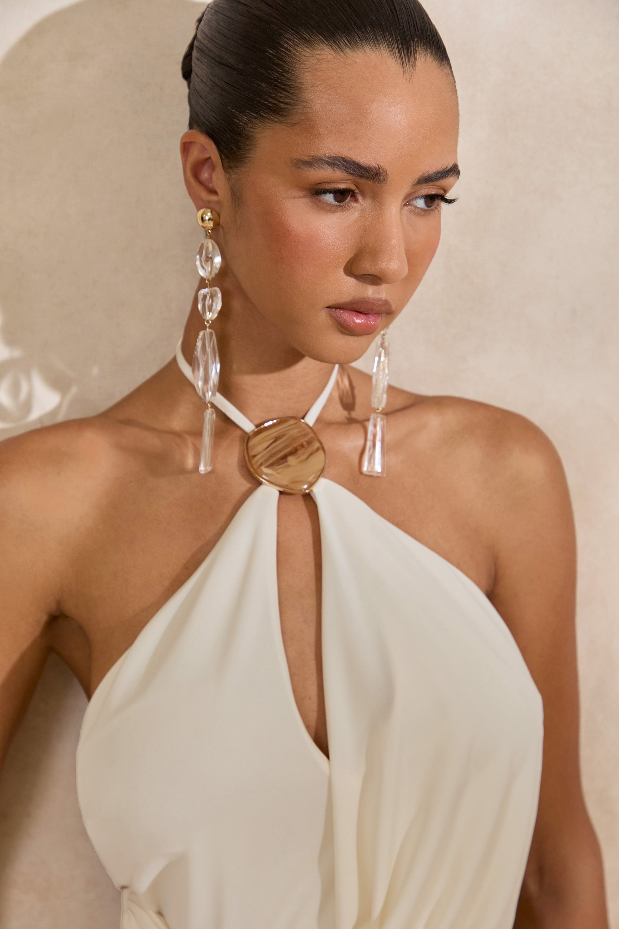 CL138404111  - Liviana _ Cream Halter-Neck Top With Gathered Detailing And Gold Detail 8.jpg