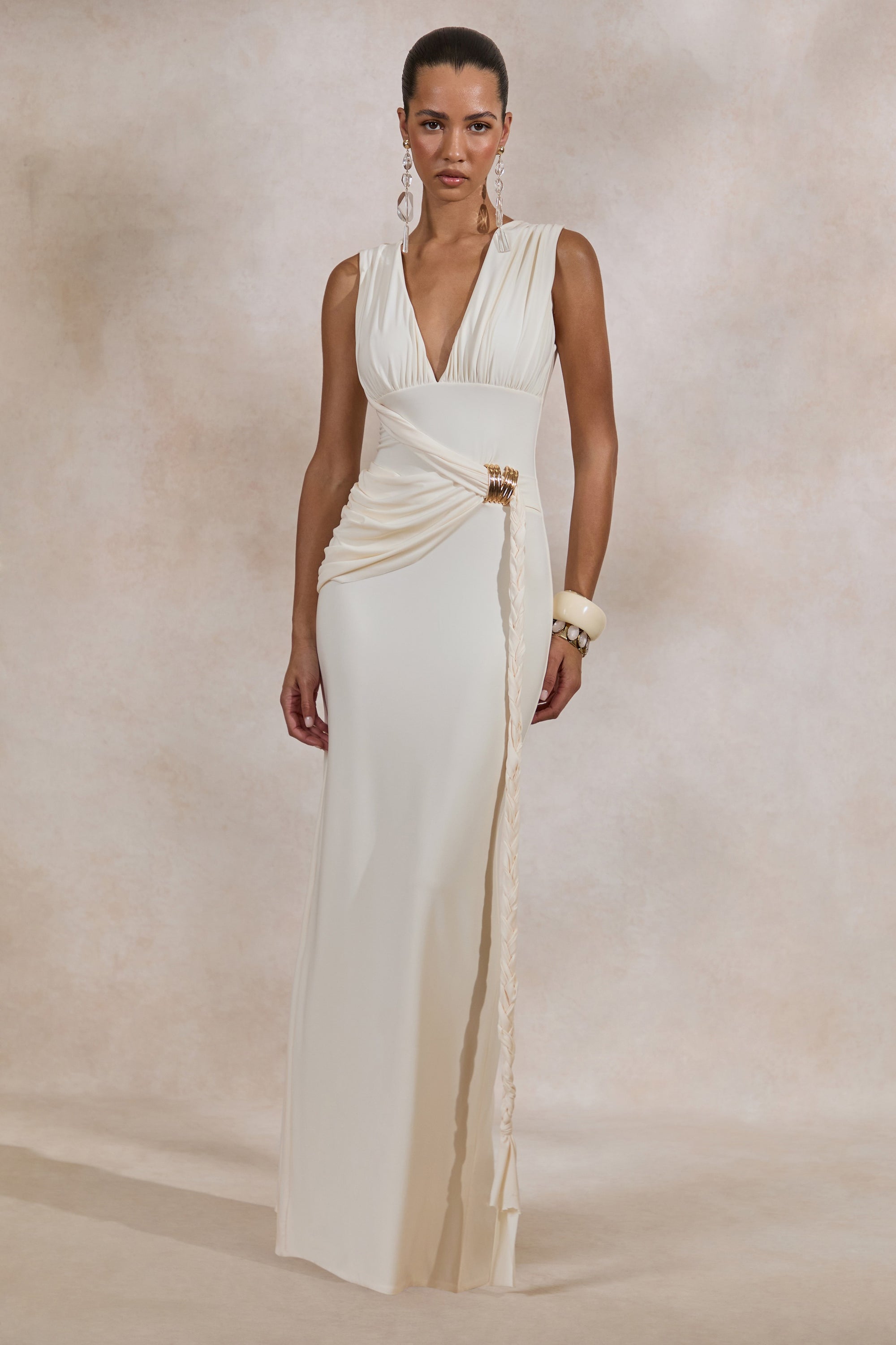 ECM_HR_CL138423111 - Nalina _ Cream Plunge-Neck Maxi Dress With Gathered Detailing And Gold Detail0.jpg