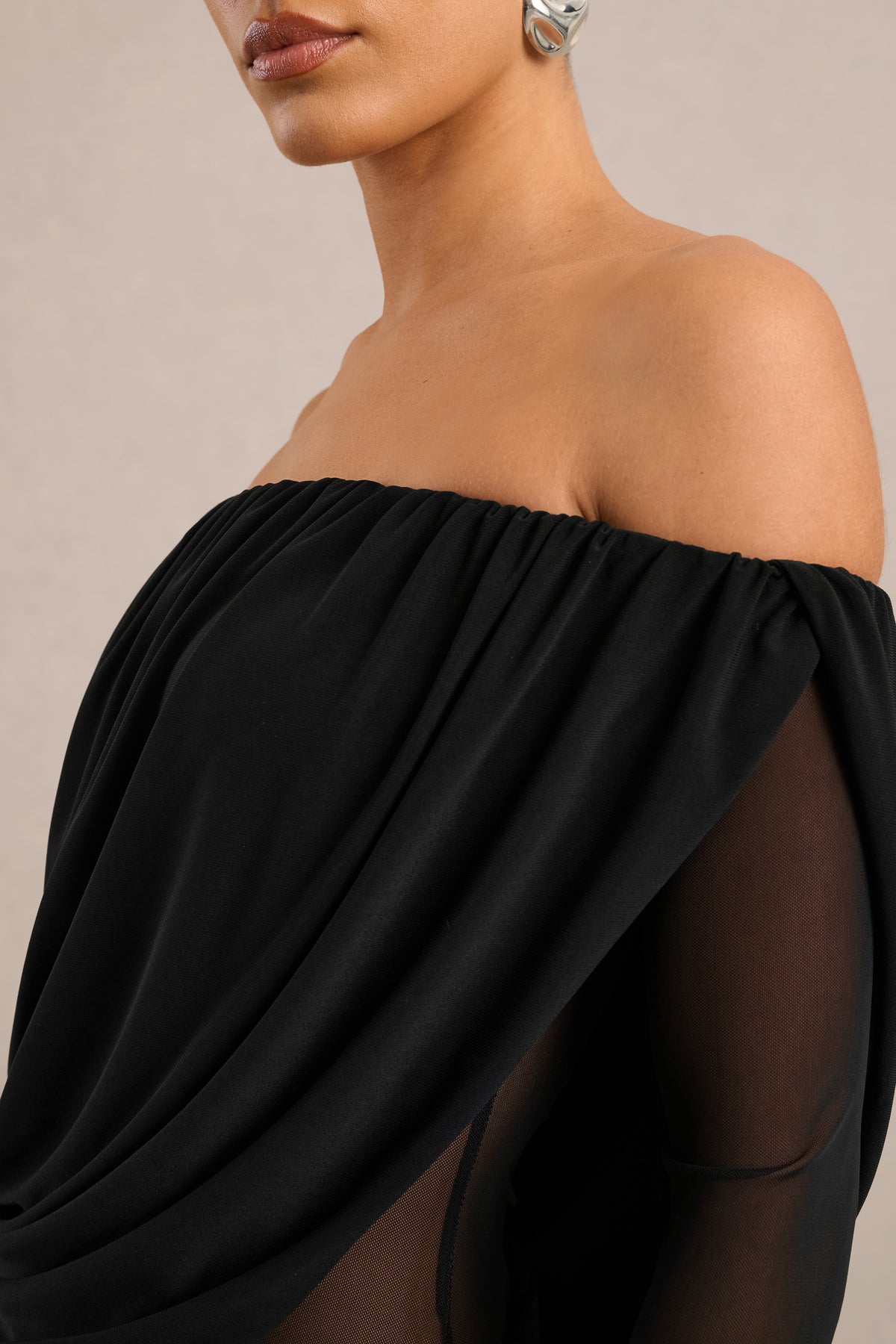 ECM_HR_CL138432001 - Amaline | Black Mesh Bardot-Neck Maxi Dress With Draped Detailing4.jpg