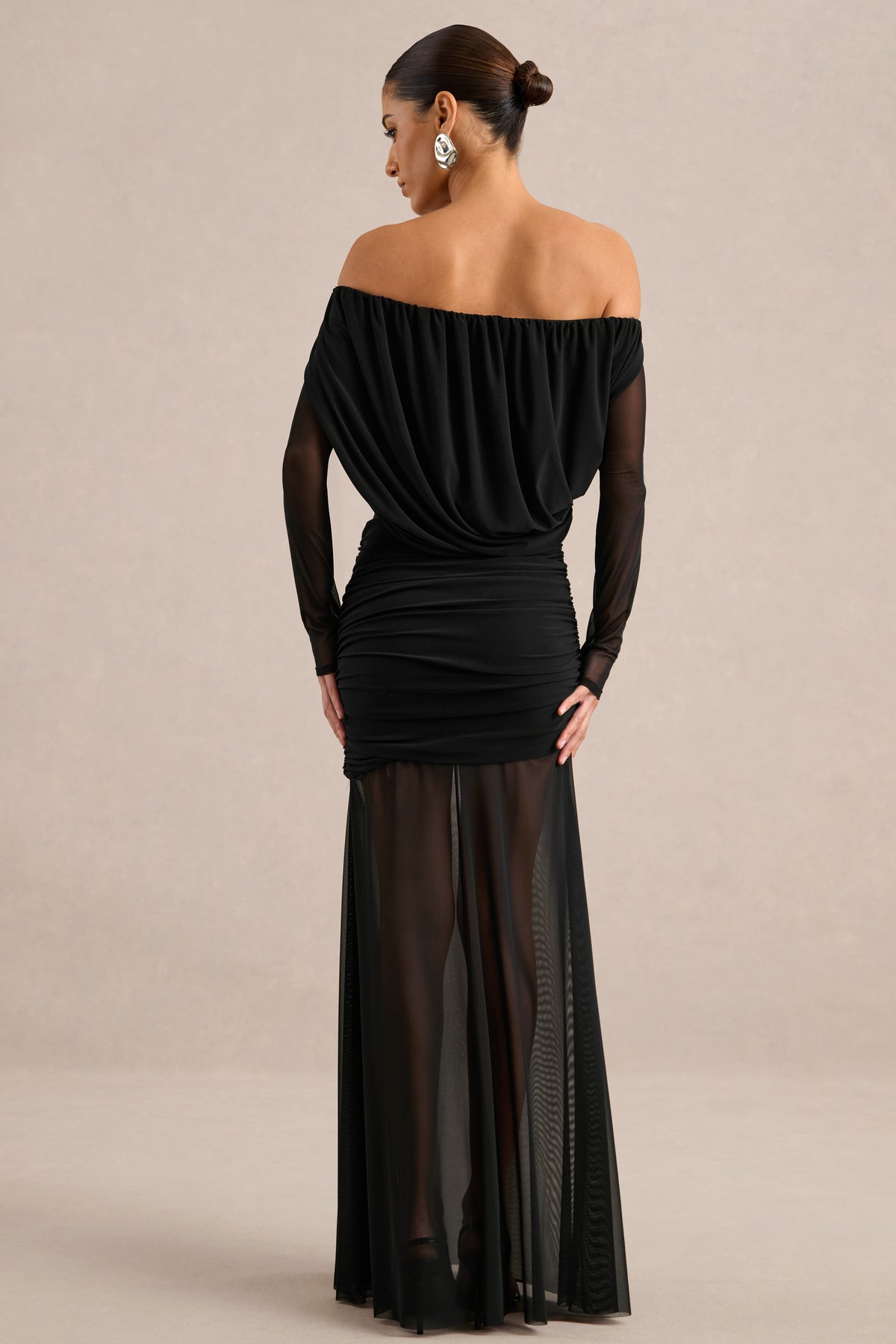ECM_HR_CL138432001 - Amaline | Black Mesh Bardot-Neck Maxi Dress With Draped Detailing5.jpg