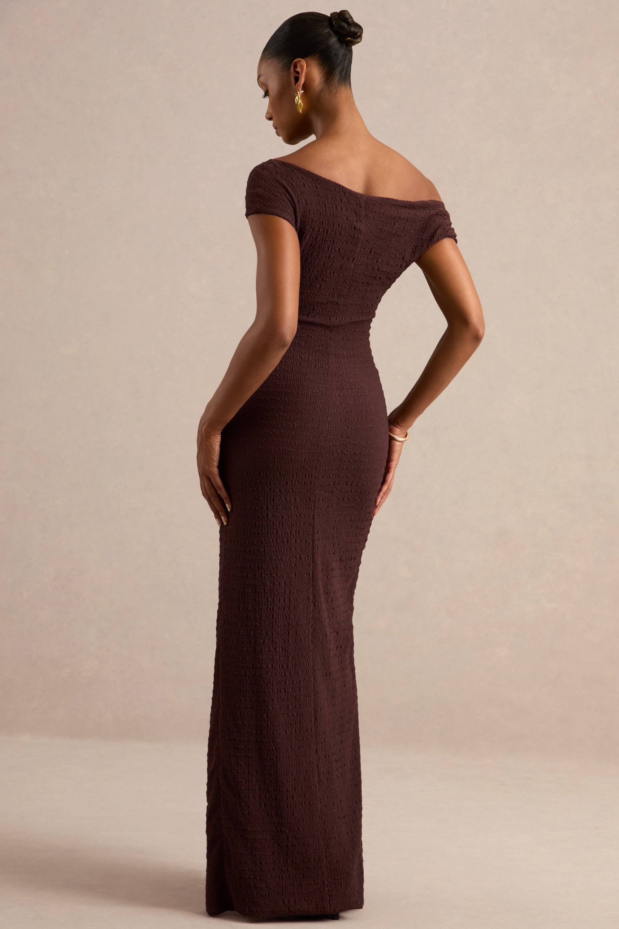 ECM_HR_CL138434022 - Aroa | Dark Brown Bardot-Neck Maxi Dress With Front High Split6.jpg