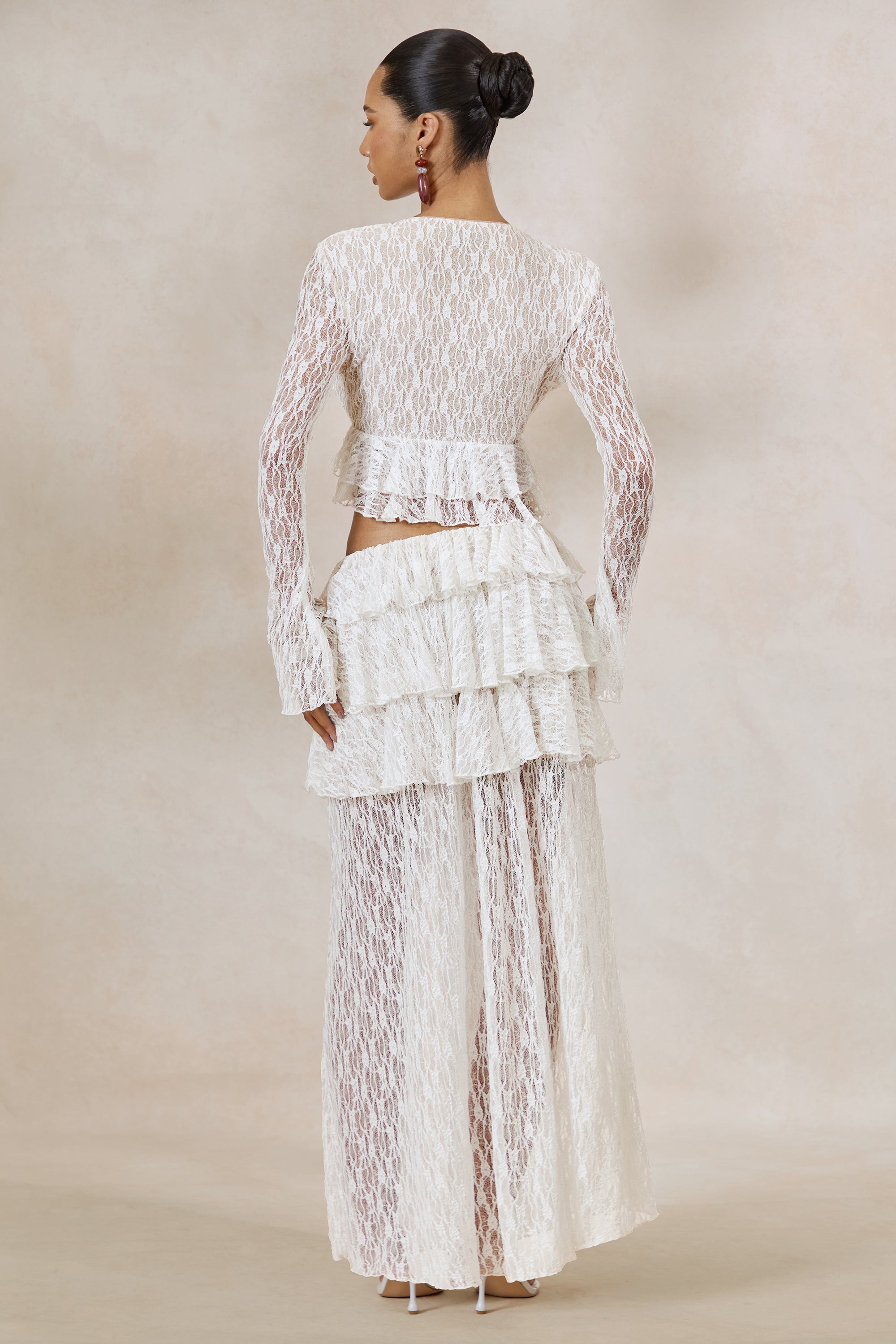 ECM_HR_CL138498110 - Astella | White Lace Plunge-Neck Maternity Top With Ruffled Trim + CL138499110 - Astella | White Lace Asymmetric-Waist Maternity Maxi Skirt With Ruffled Detailing9.jpg