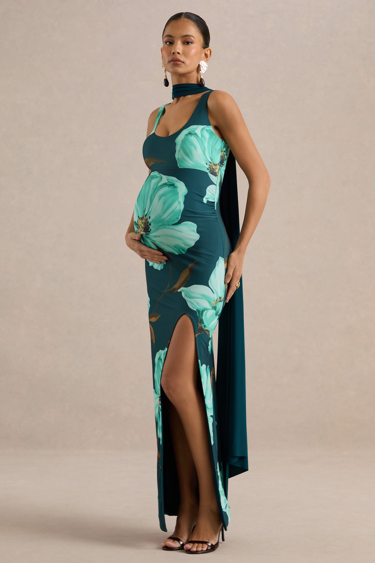 ECM_HR_CL138505037 - Estelia | Green Floral Print Square-Neck Maternity Maxi Dress With Scarf Detail1.jpg