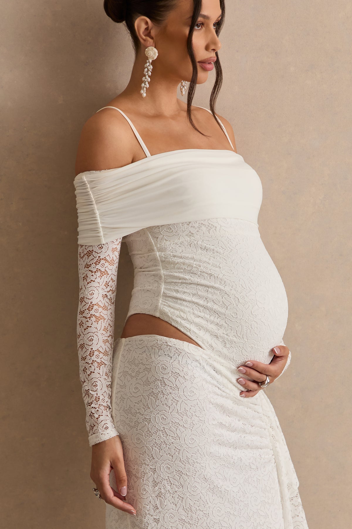 ECM_HR_CL138515111---Delmara-_-Cream-Lace-Maternity-Maxi-Skirt-With-Gathered-Detailing-+-CL138514111---Delmara-_-Cream-Lace-Bardot-Neck-Maternity-Bodysuit12.jpg