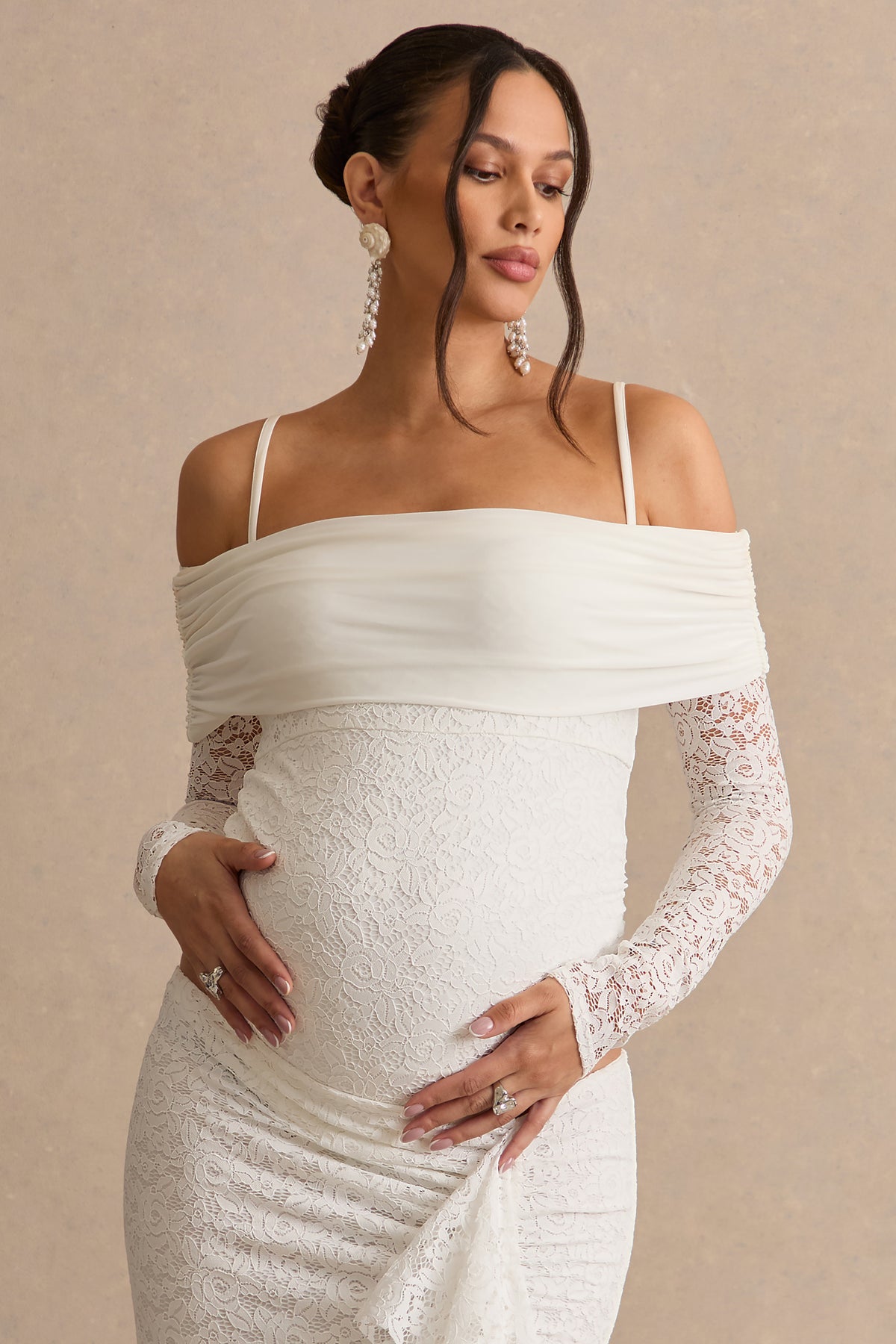 ECM_HR_CL138515111---Delmara-_-Cream-Lace-Maternity-Maxi-Skirt-With-Gathered-Detailing-+-CL138514111---Delmara-_-Cream-Lace-Bardot-Neck-Maternity-Bodysuit7.jpg