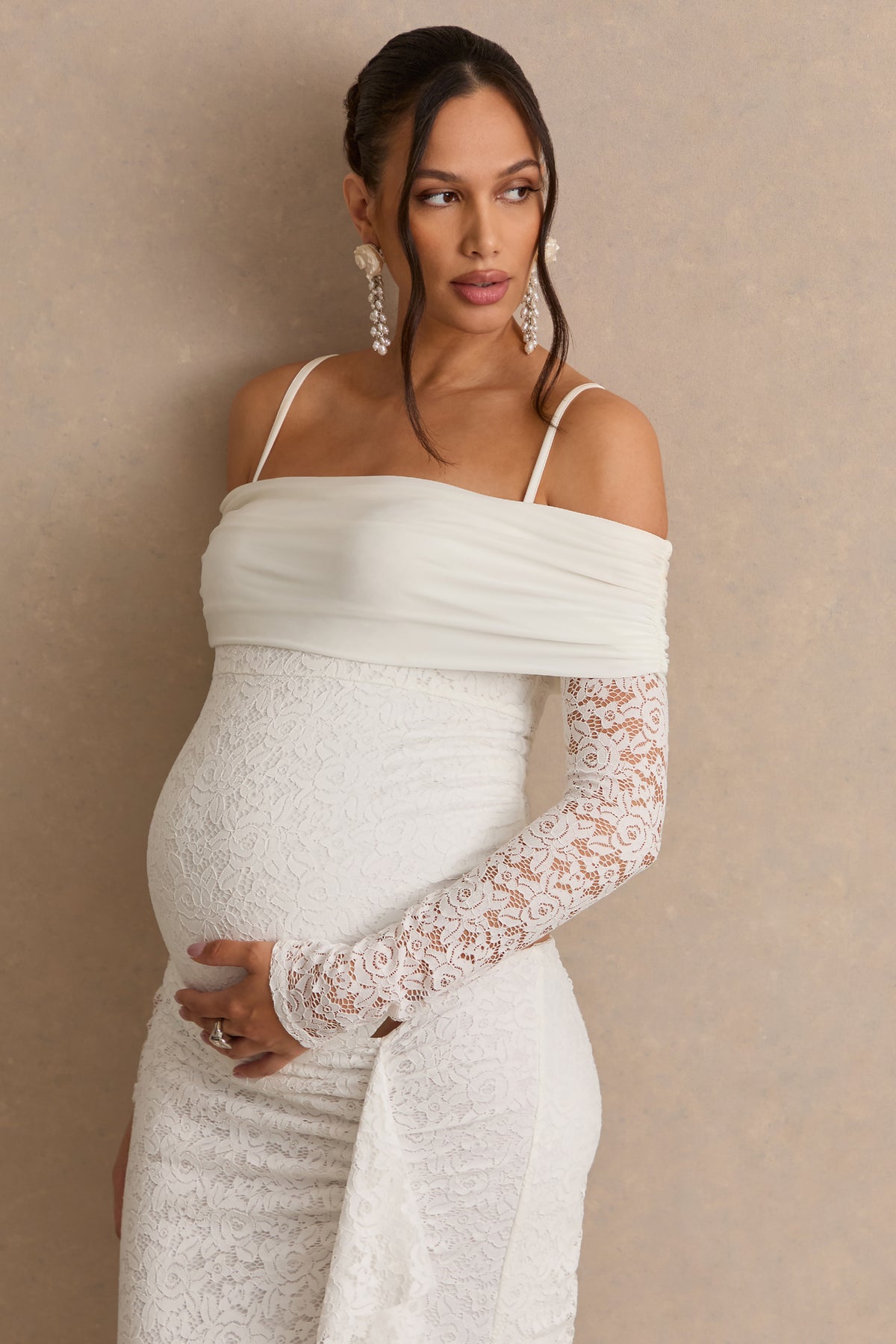 ECM_HR_CL138515111---Delmara-_-Cream-Lace-Maternity-Maxi-Skirt-With-Gathered-Detailing-+-CL138514111---Delmara-_-Cream-Lace-Bardot-Neck-Maternity-Bodysuit8.jpg