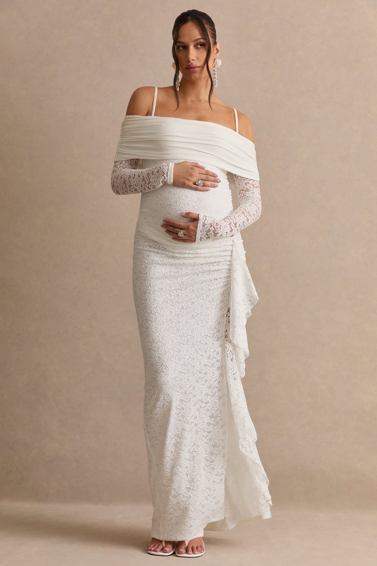 ECM_HR_CL138515111---Delmara-_-Cream-Lace-Maternity-Maxi-Skirt-With-Gathered-Detailing-+-CL138514111---Delmara-_-Cream-Lace-Bardot-Neck-Maternity-Bodysuit0.jpg