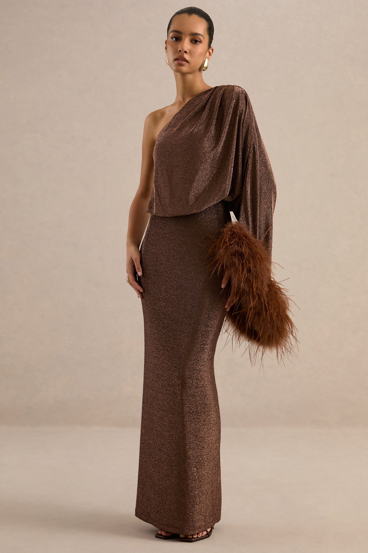 ECM_HR_CL138520021_Galena Brown Asymmetric-Neck Maxi Dress With Feather Trim Cuff 33.jpg