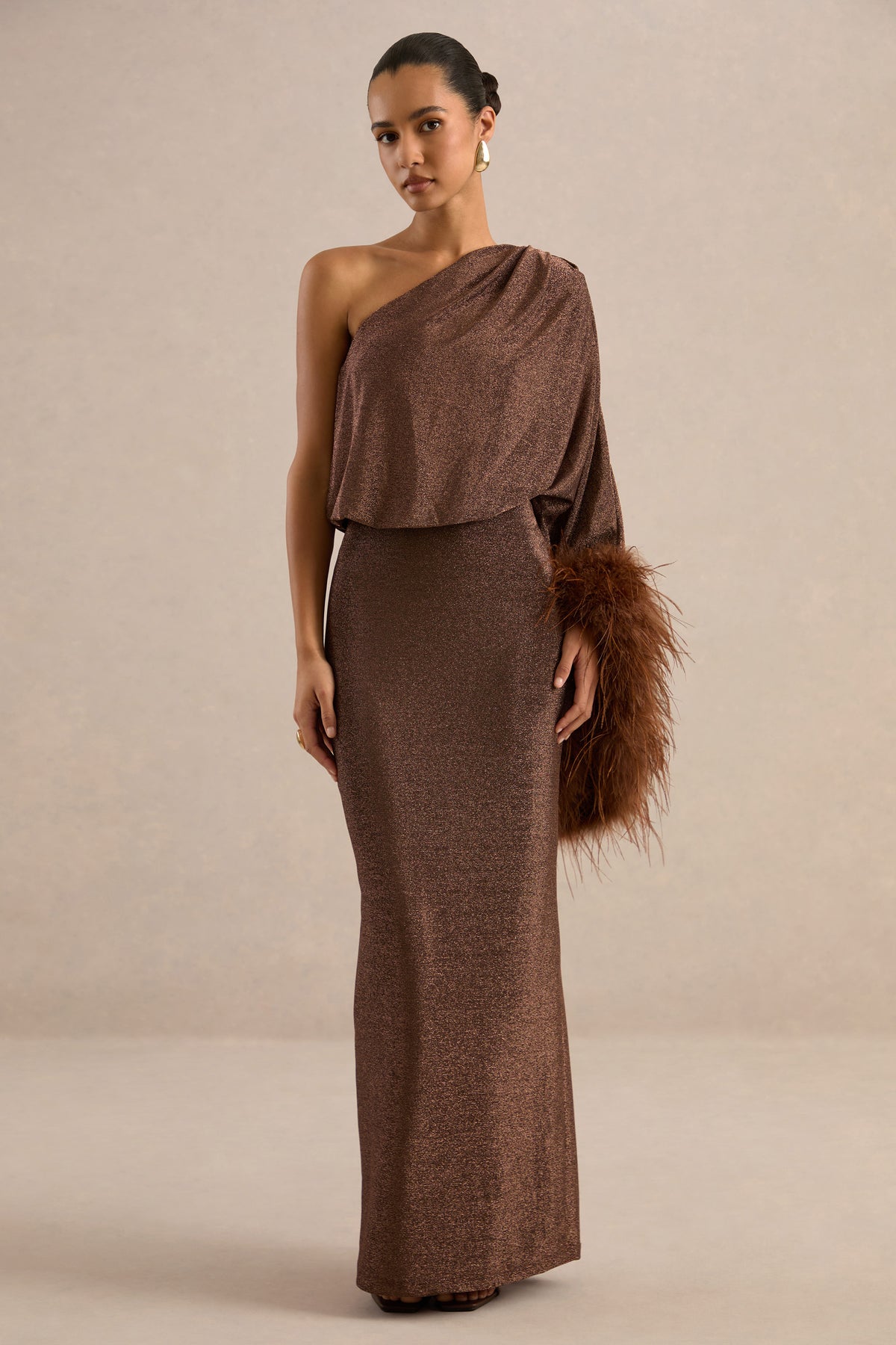 ECM_HR_CL138520021_Galena Brown Asymmetric-Neck Maxi Dress With Feather Trim Cuff 7.jpg