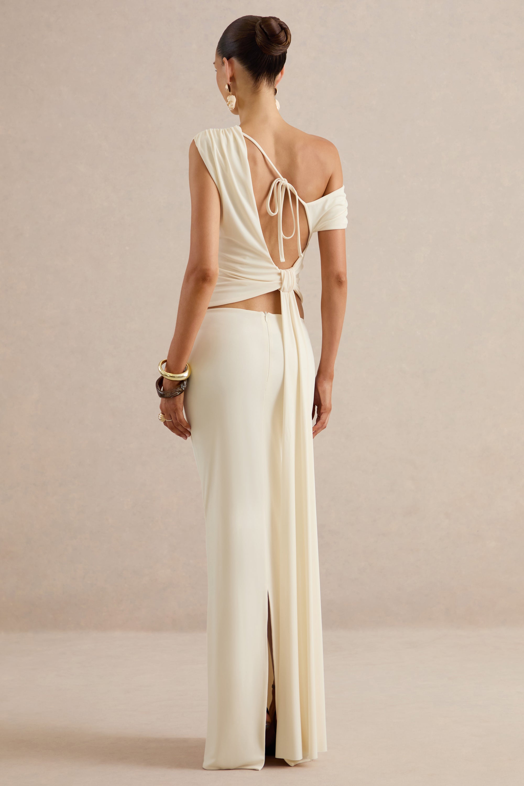 Koralia Cream Asymmetric-Neck Top With Sash Detail CL138546111 cl1385477111 co ord  32.jpg