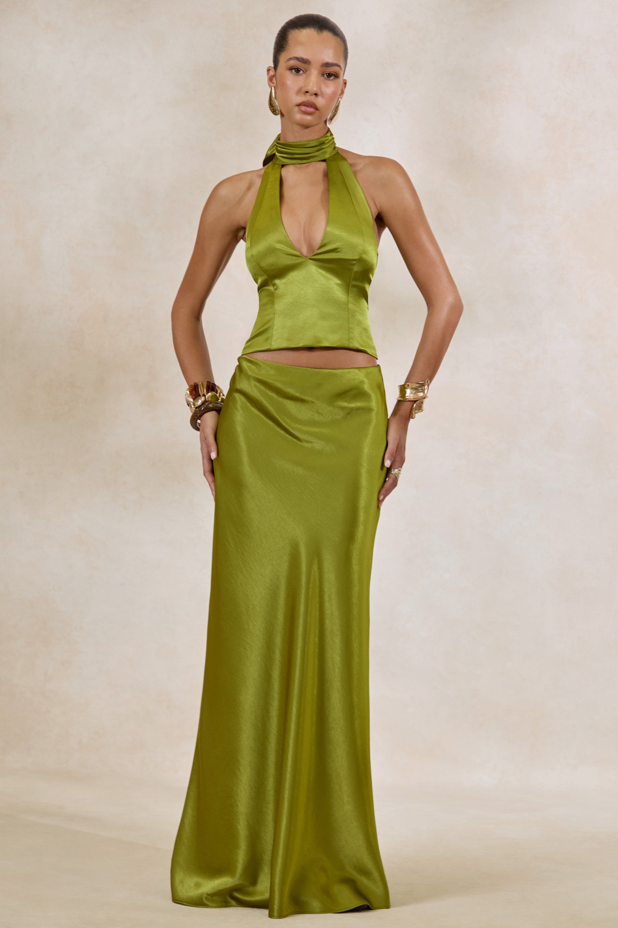 ECM_HR_CL138550031 - Lareina _ Olive Satin Maxi Skirt + CL138549031 - Lareina _ Olive Satin Halter-Neck Top 1.jpg