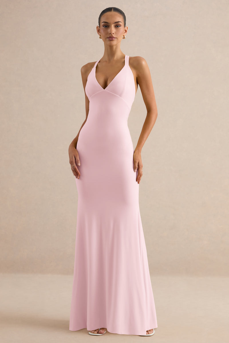 ECM_HR_CL138561081 - Goldiea | Light Pink Halter-Neck Fishtail Maxi Dress 0.jpg