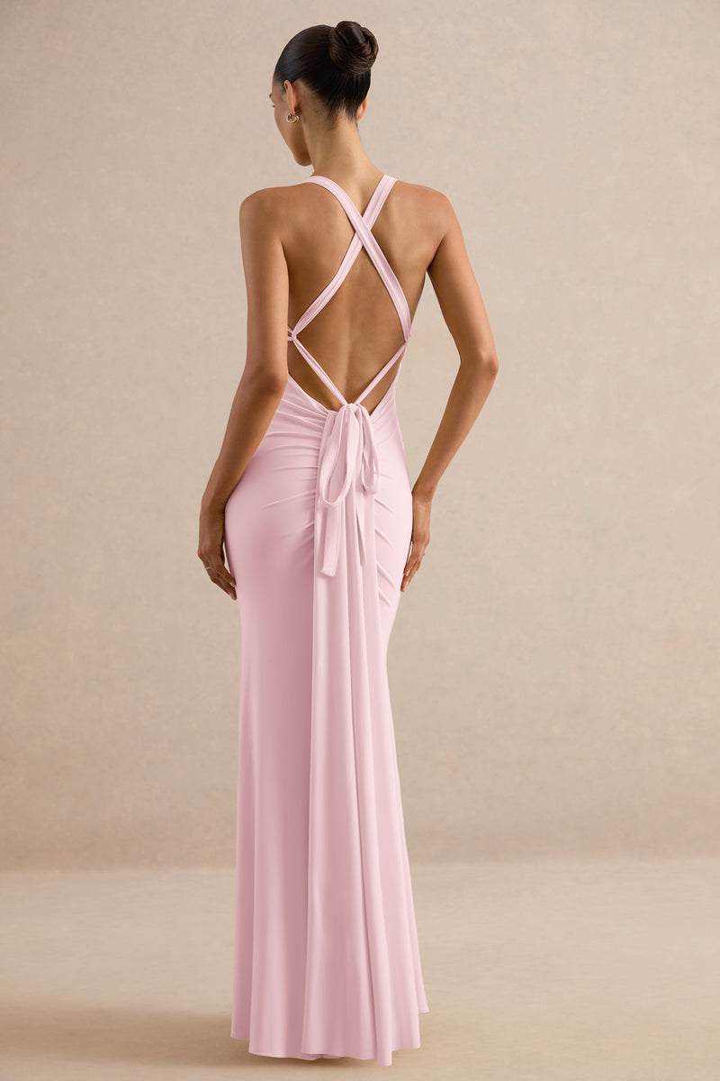 ECM_HR_CL138561081 - Goldiea | Light Pink Halter-Neck Fishtail Maxi Dress 6.jpg