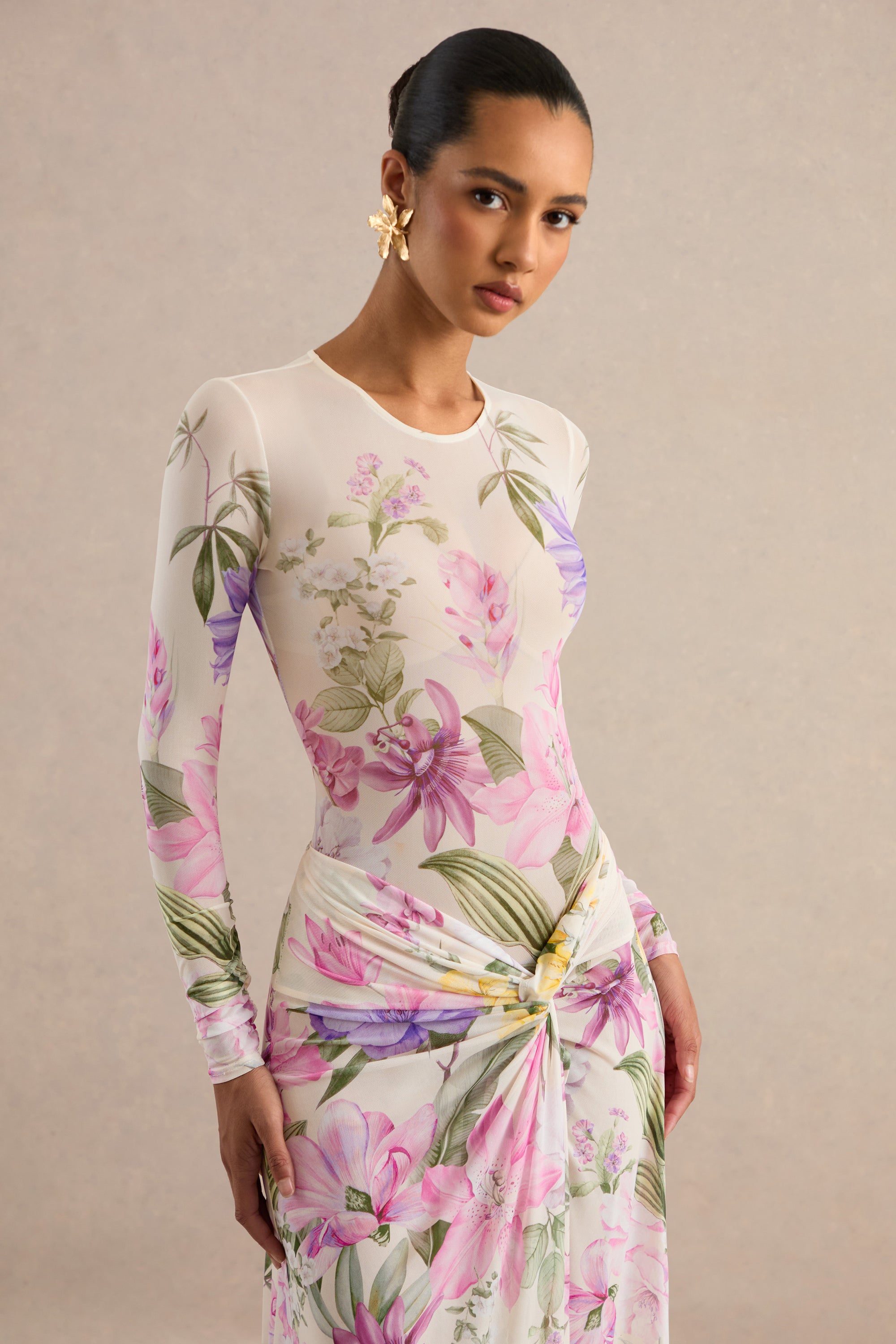 CL138605111 - Malva _ Cream Floral Print Mesh Round-Neck Bodysuit 7.jpg