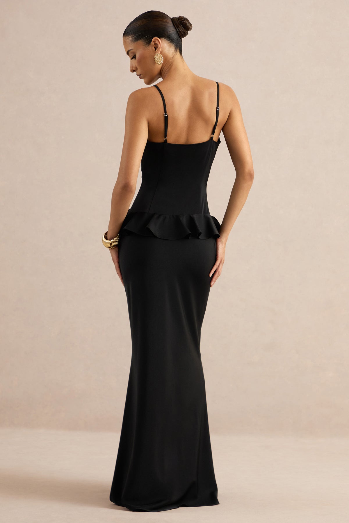 ECM_HR_Marlen Black Satin Plunge-Neck Maxi Dress With Ruffled Detailing CL138610001 36.jpg