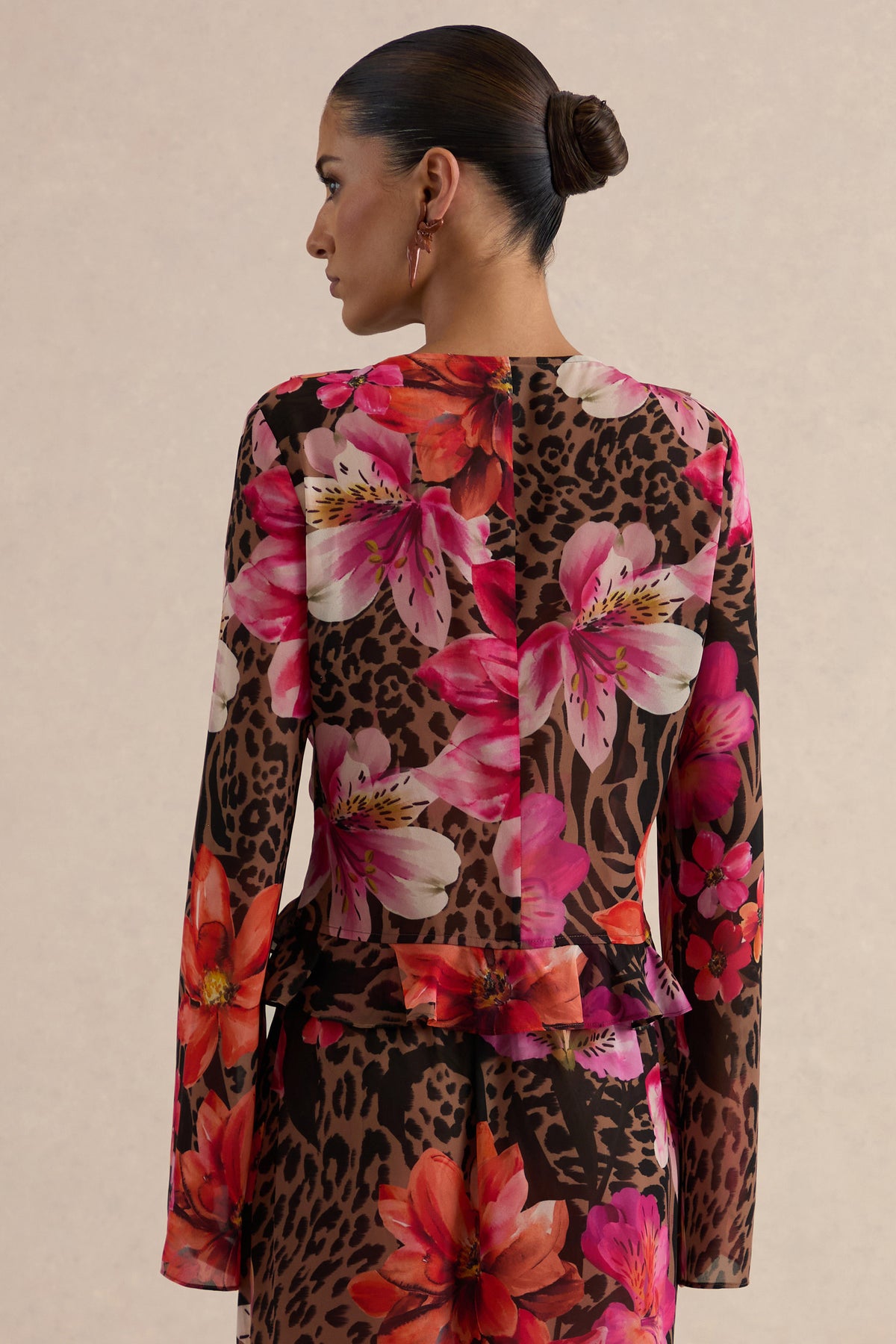 CL138620021 - Selina | Brown Sheer Animal And Floral Print Chiffon Plunge-Neck Top  12.jpg