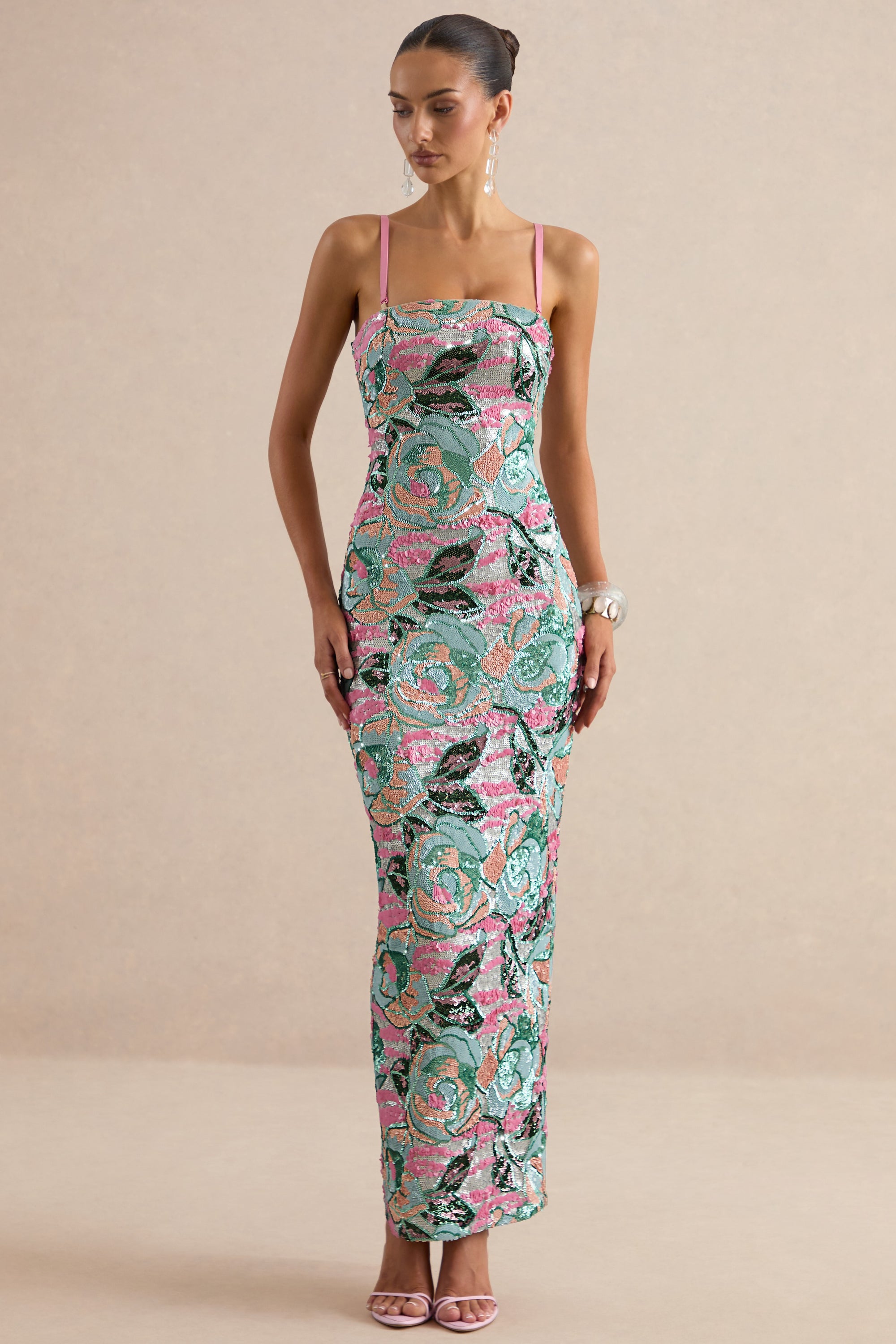 ECM_HR_CL138651013 - Xandra | Light Blue Floral Print Sequin Bandeau-Neck Maxi Dress 0.jpg