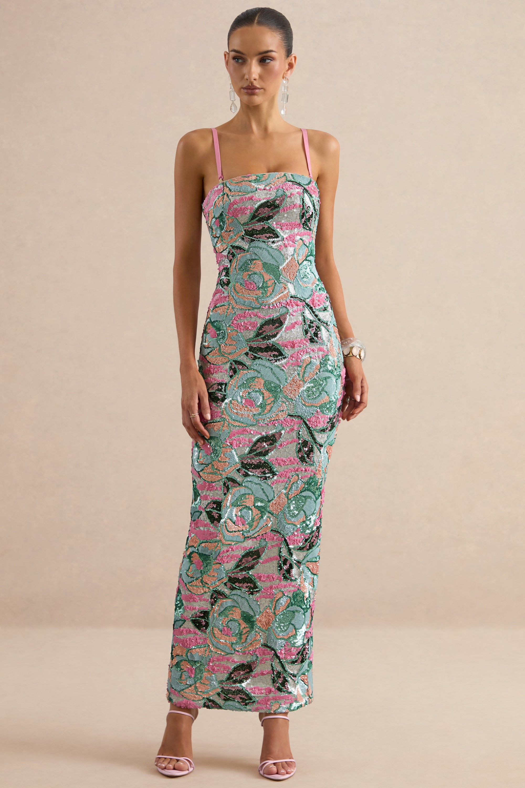 ECM_HR_CL138651013 - Xandra | Light Blue Floral Print Sequin Bandeau-Neck Maxi Dress 2.jpg